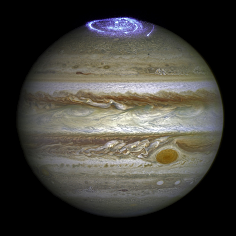 Electrifying: A just-released image by the Hubble Space Telescope reveals aurorae at Jupiter's north pole