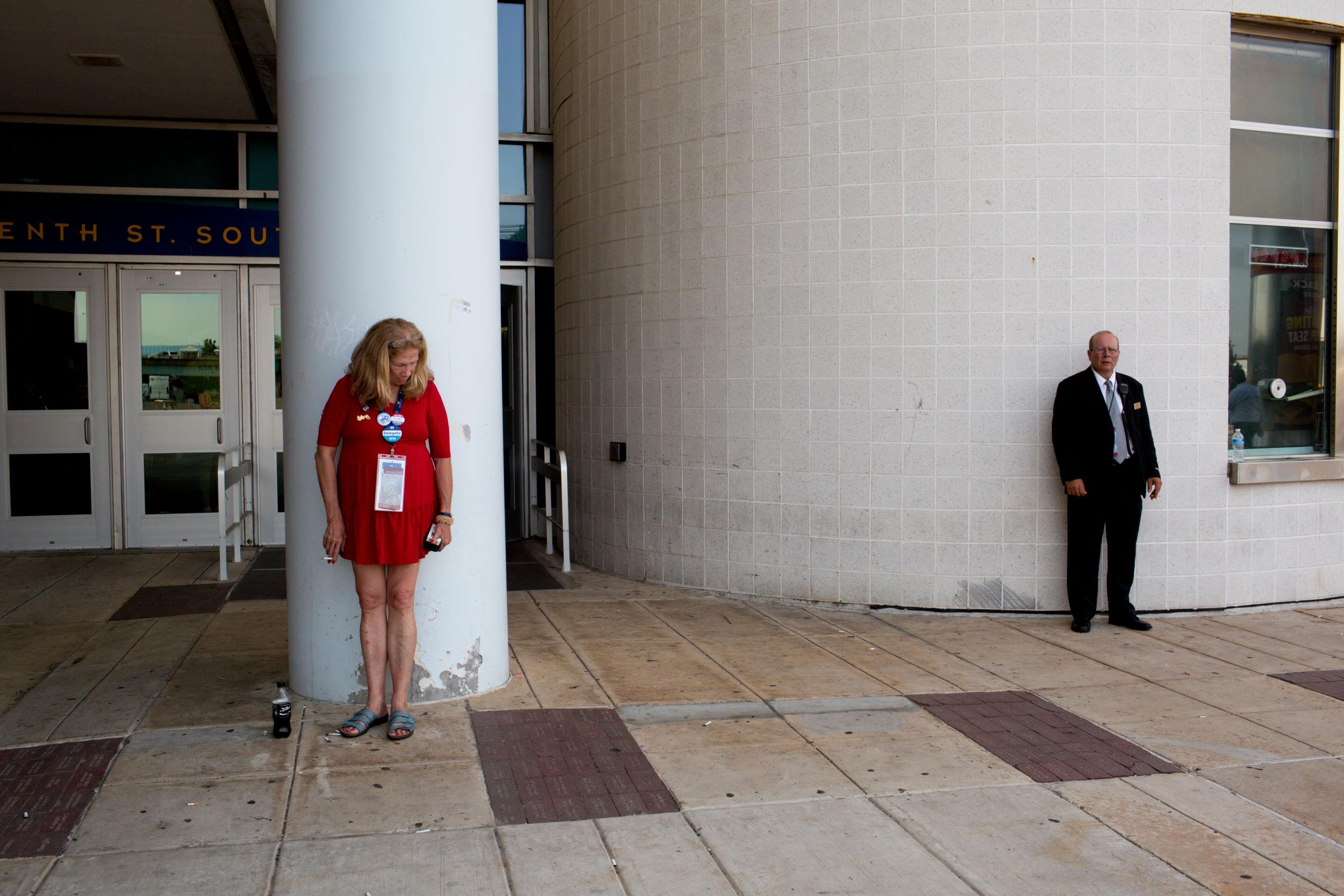 Press, Delegates and ticketed attendees converged at the Democratic National Convention at the Wells Fargo Center on July 27, 2016 in Philadelphia.