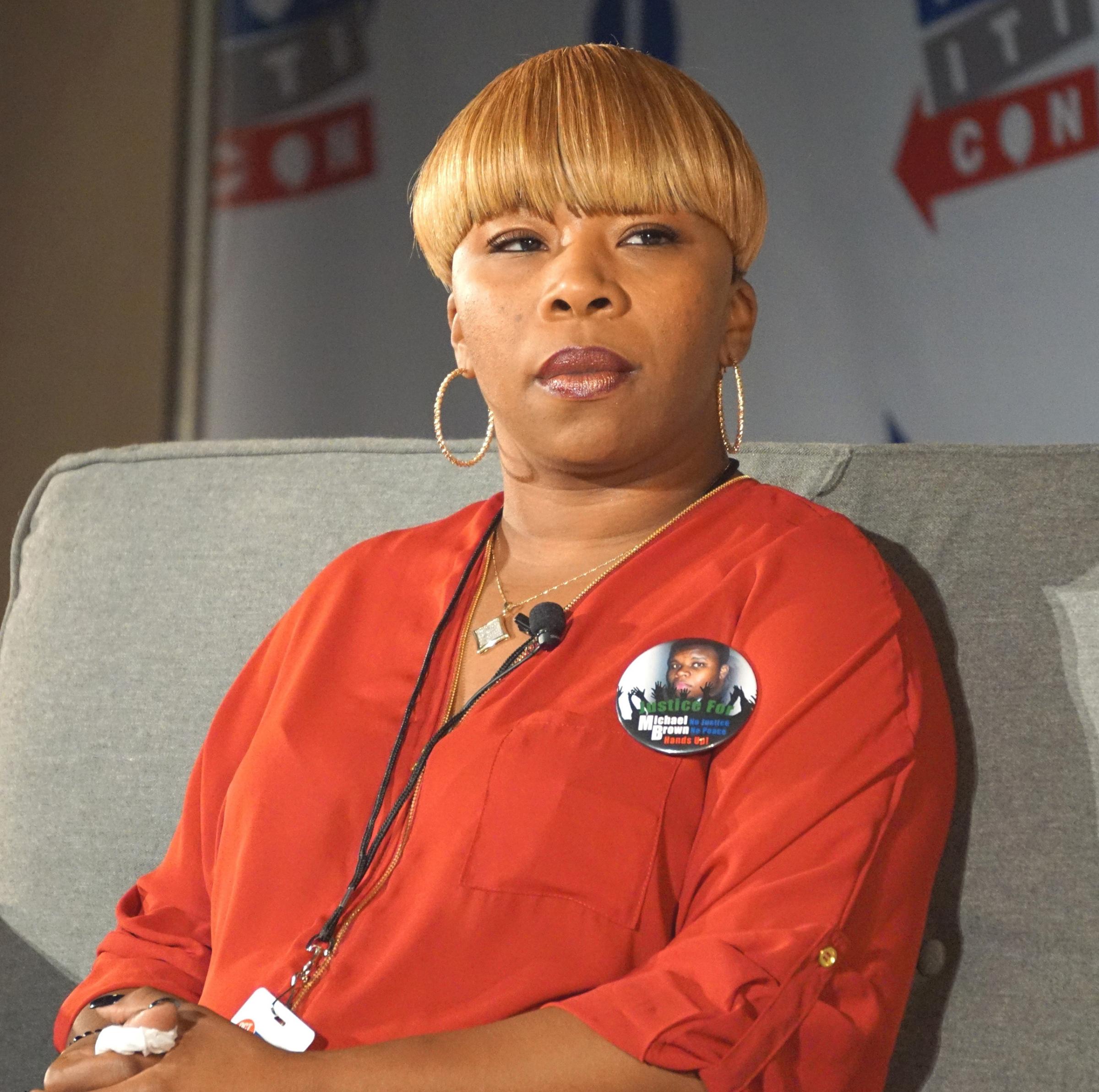 Lesley McSpadden, mother of slain 18-year old Michael Brown Jr, is seen during a panel at Politicon at the Los Angeles Convention Center on Oct. 10, 2015.
