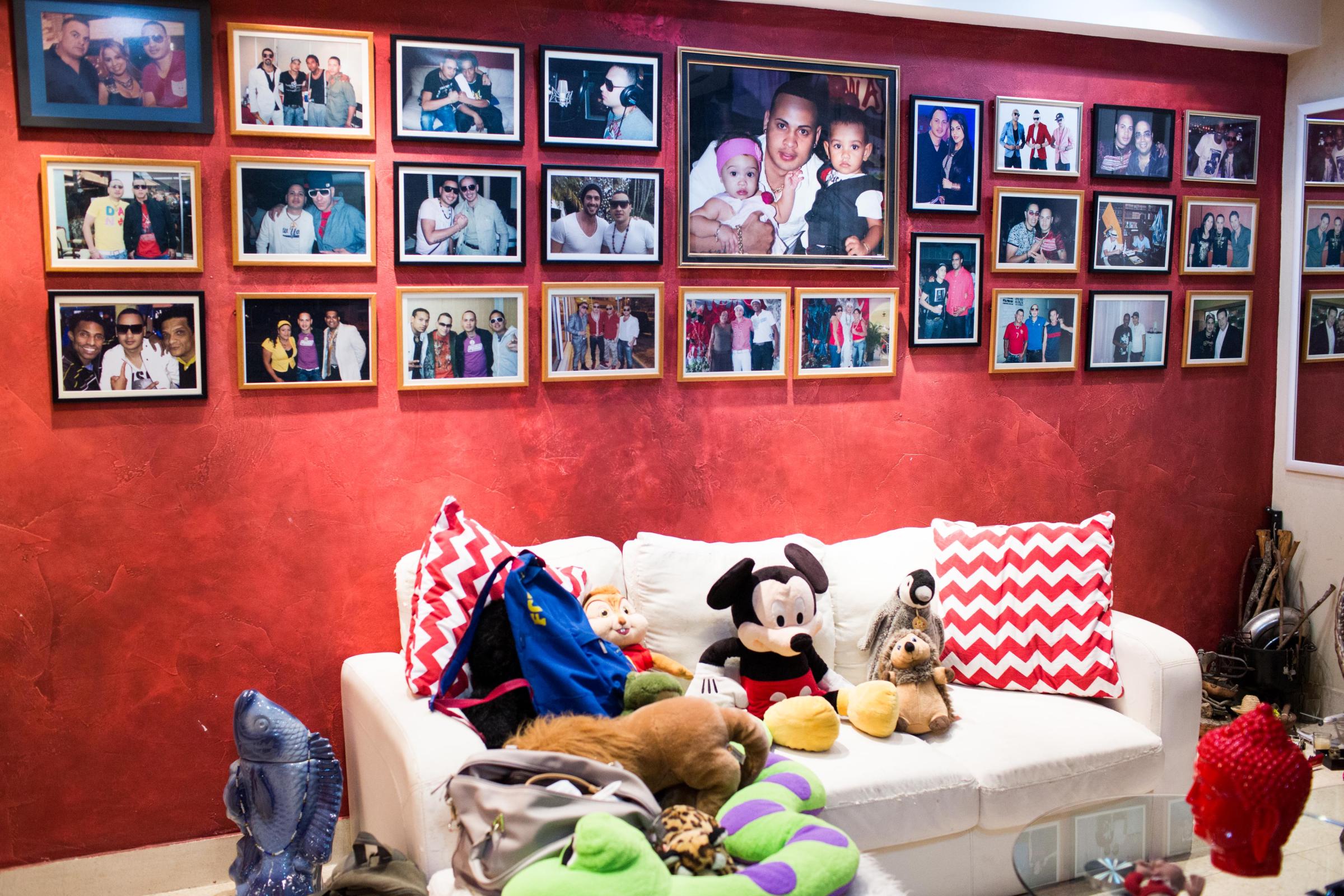 Artist Jacob Forever's living room in Havana on May 14, 2015. His wall is covered with photos of himself and various famous Cuban singers. Jacob recently signed with Sony records after the release of his hit song "Hasta Que Se Seque el Malecn."