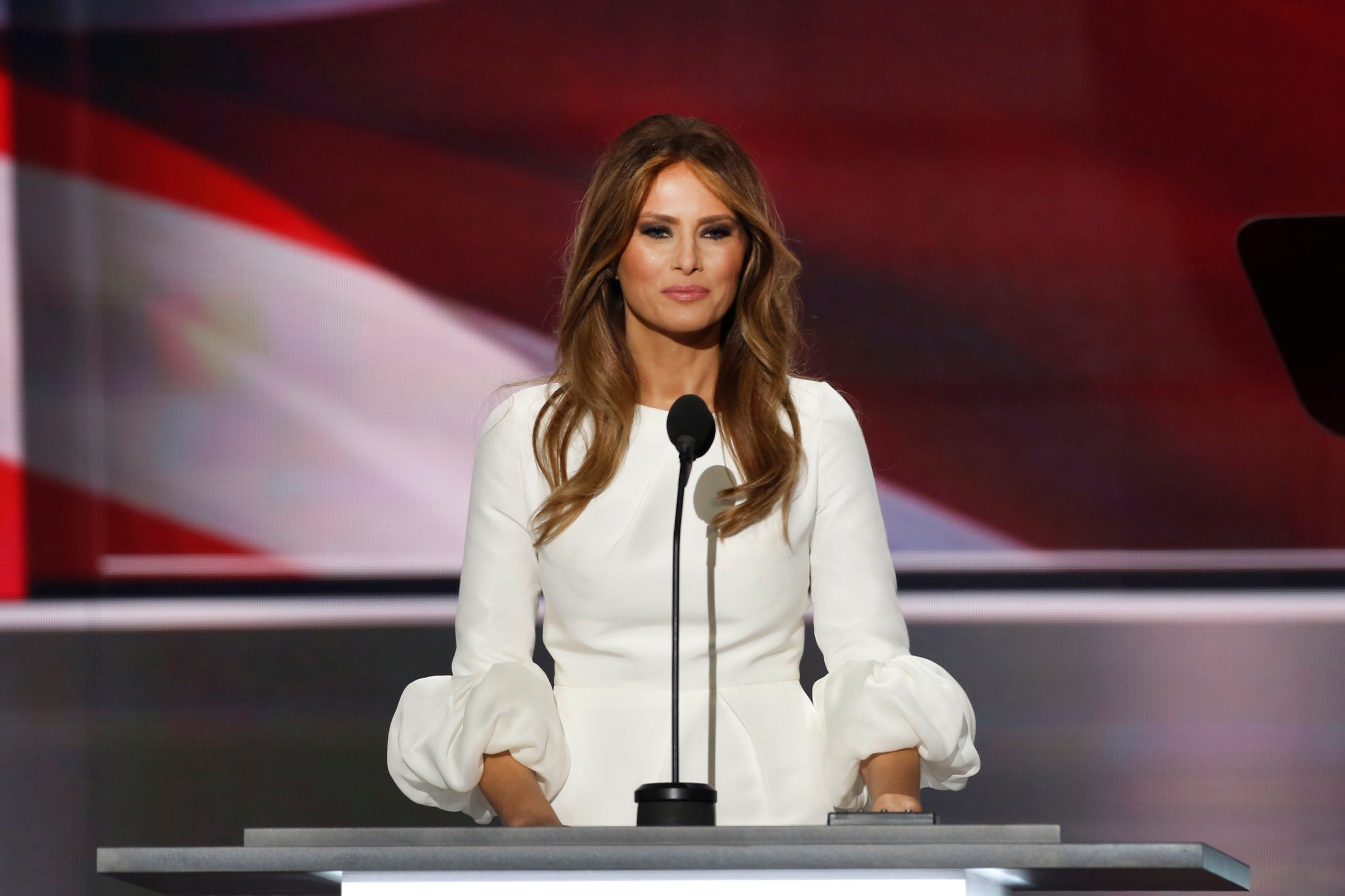 Melania Trump speaks during the Republican National Convention in Cleveland, Ohio, on July 18, 2016.