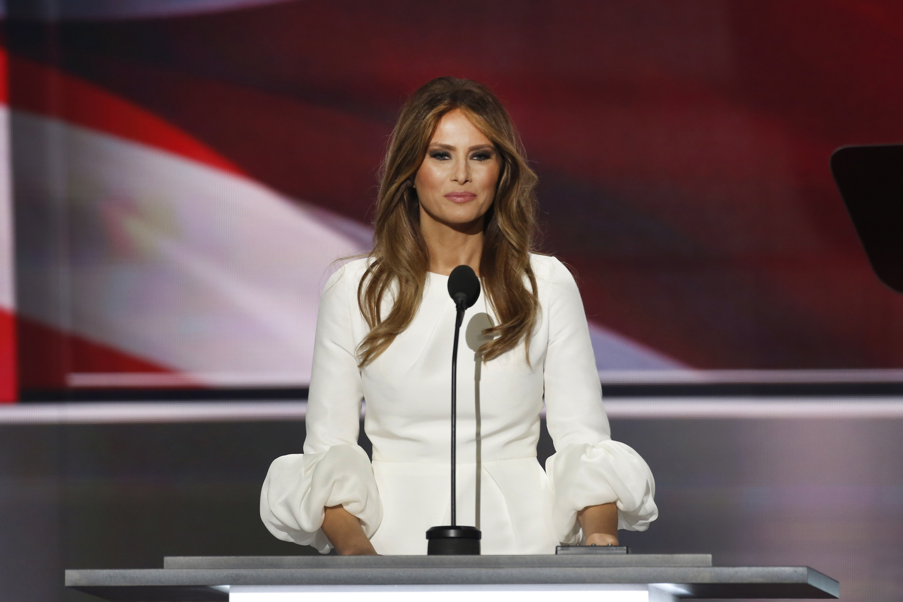 Melania Trump speaks during the Republican National Convention in Cleveland, Ohio, on July 18, 2016. (Carolyn Cole—LA Times via Getty Images)