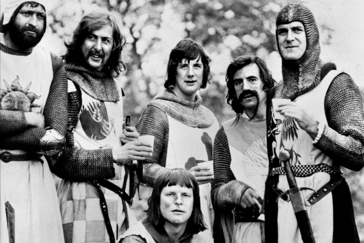 Movie: Monty Python and the Holy Grail, 1975; Play: Spamalot, 2004.