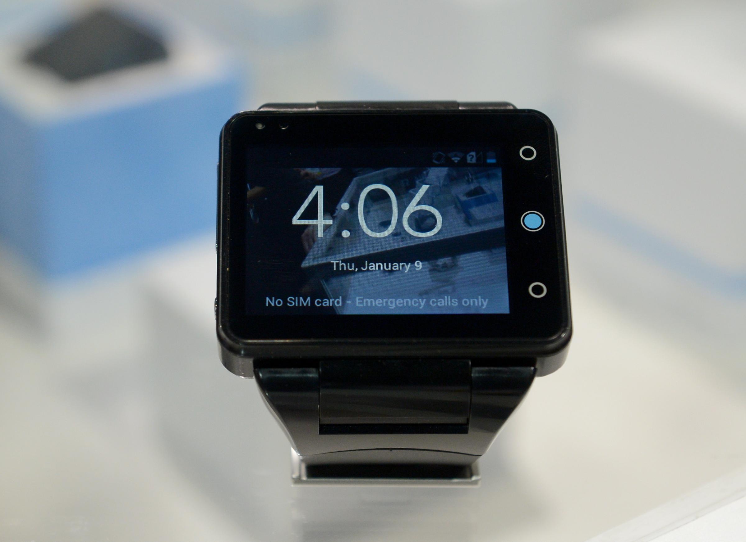 A Neptune Pine smartwatch at the Consumer Electronics Show (CES) in Las Vegas on Jan 9, 2014.