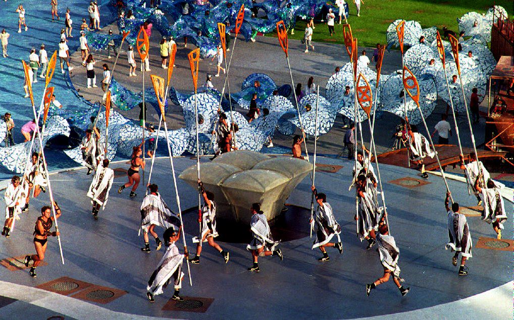 Performers train for the opening ceremony of the B