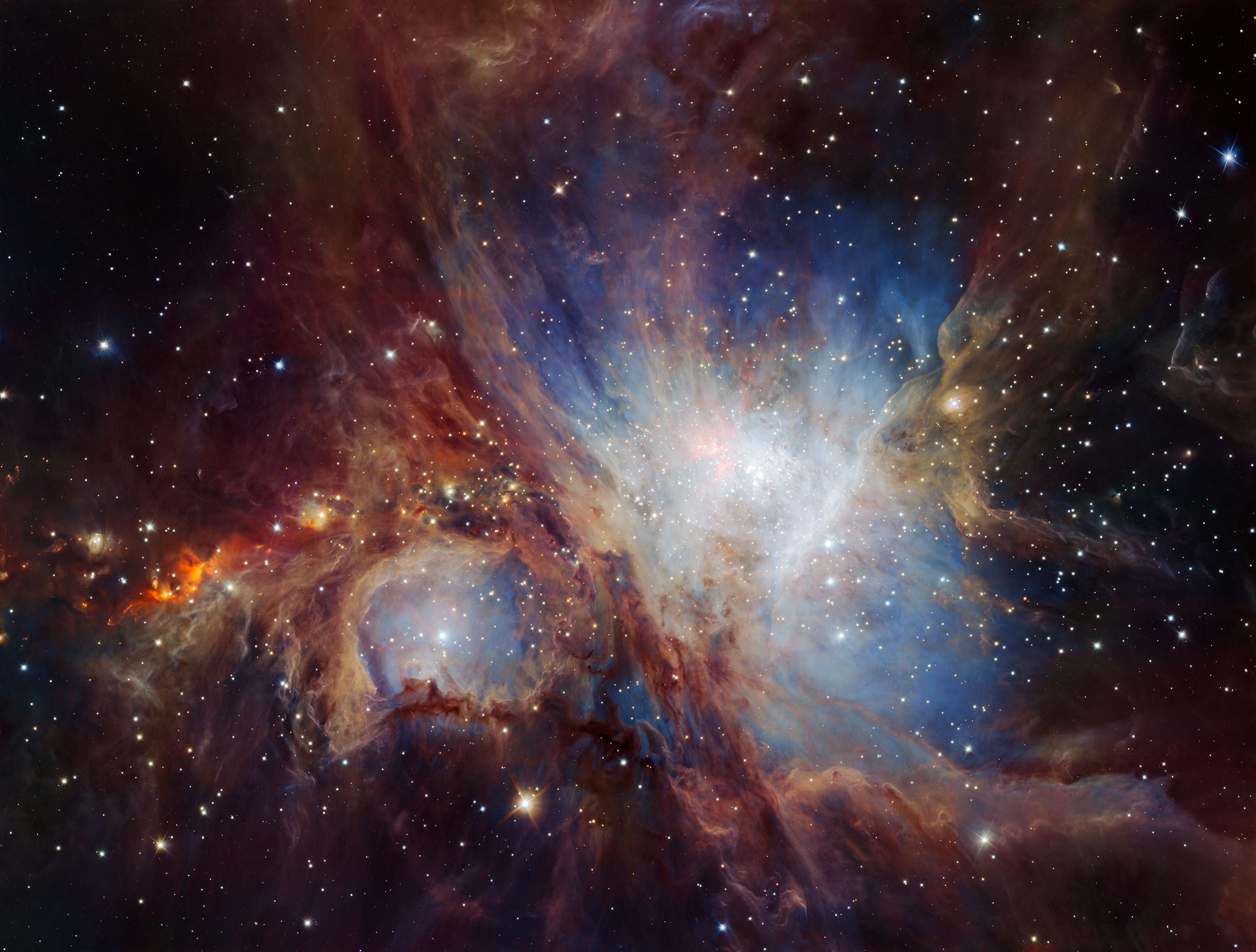 This image of the Orion Nebula star-formation region was obtained from multiple exposures using the HAWK-I infrared camera on ESO’s Very Large Telescope in Chile. (ESO/H. Drass et al.)