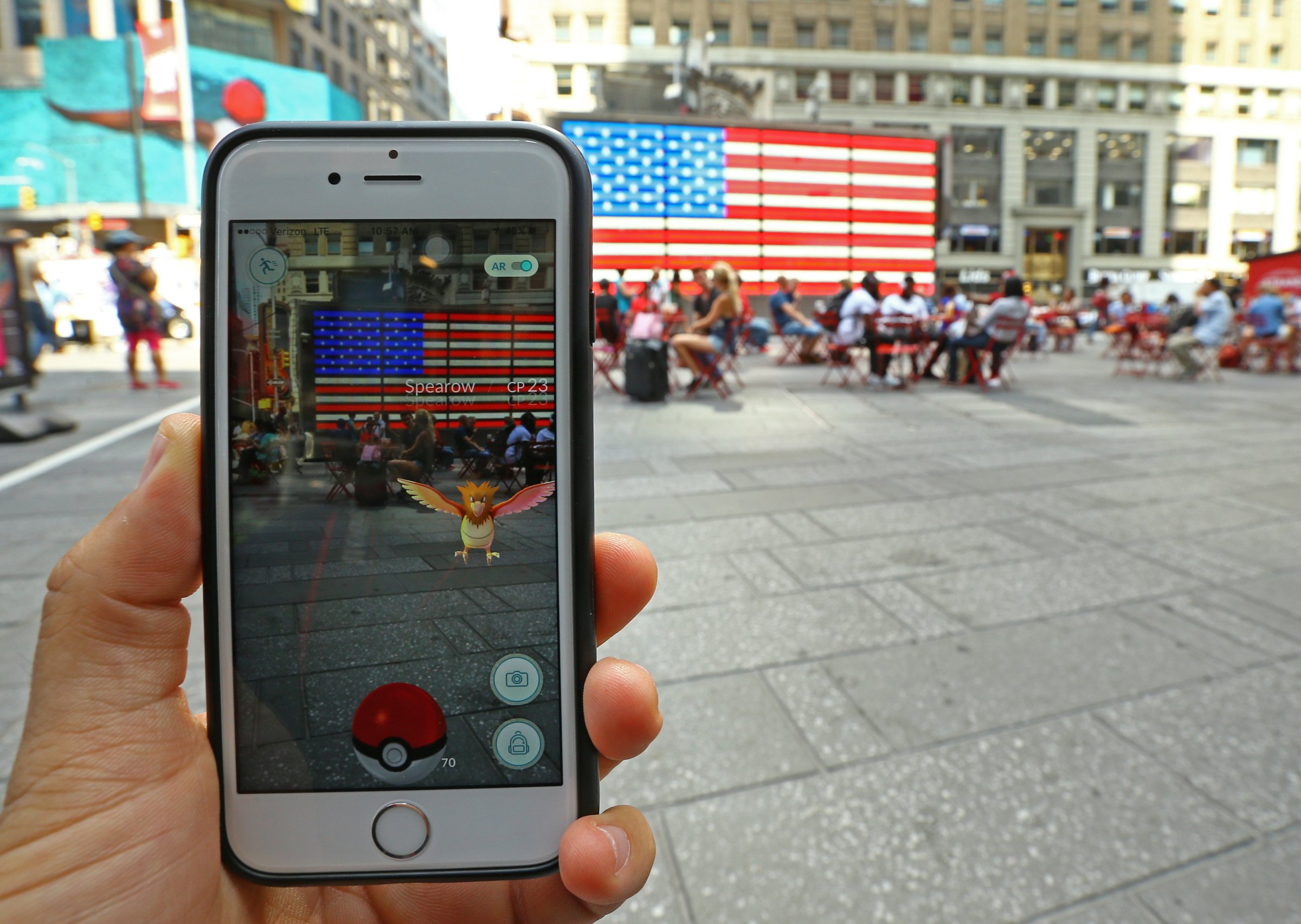 A Pokemon Go user plays Pokemon GO game in New York City, NY on July 13, 2016.
