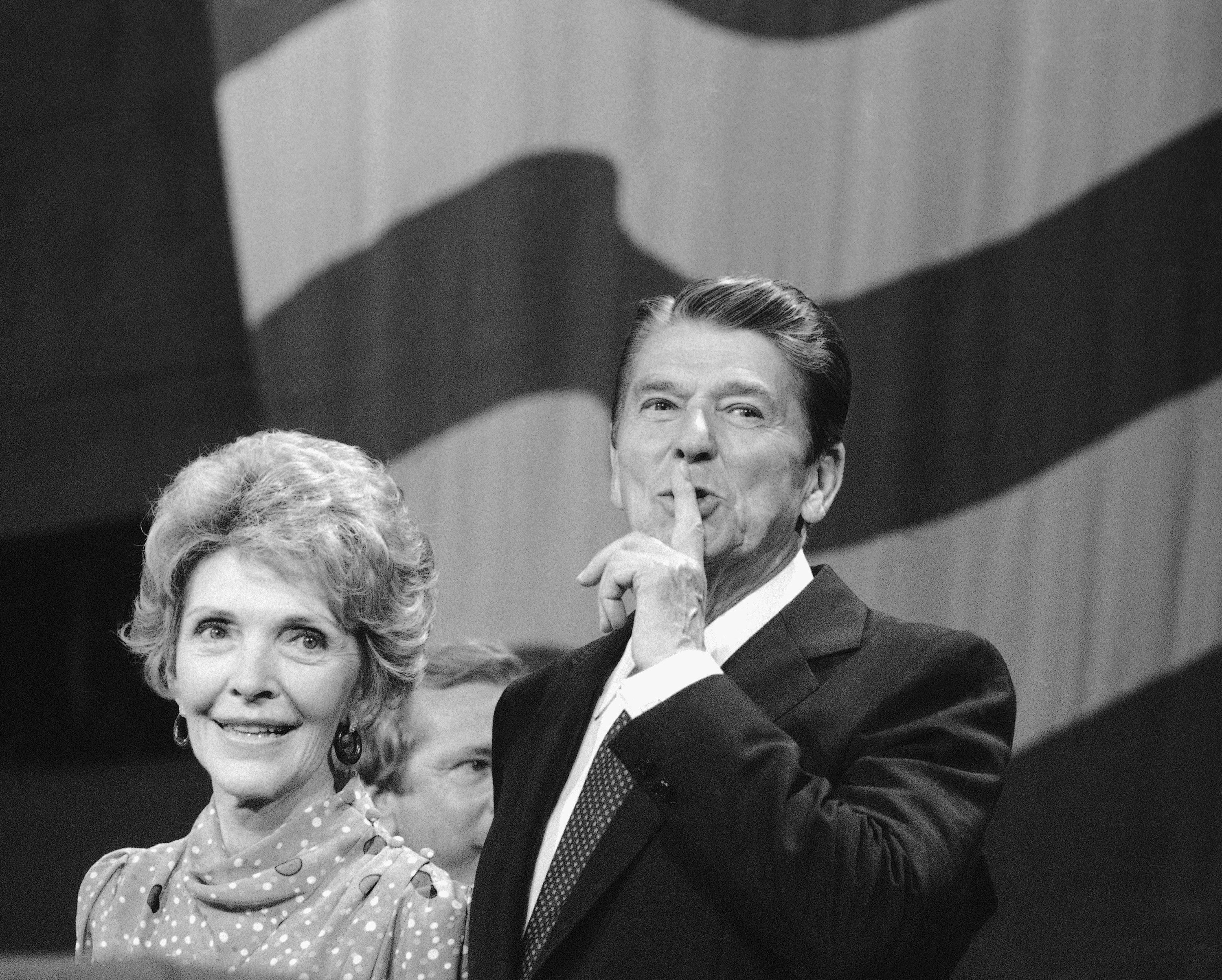 President Ronald Reagan and First Lady Nancy Reagan at the 33rd Republican National Convention in Dallas, Aug. 24, 1984. (Charles Tasnadi—AP)