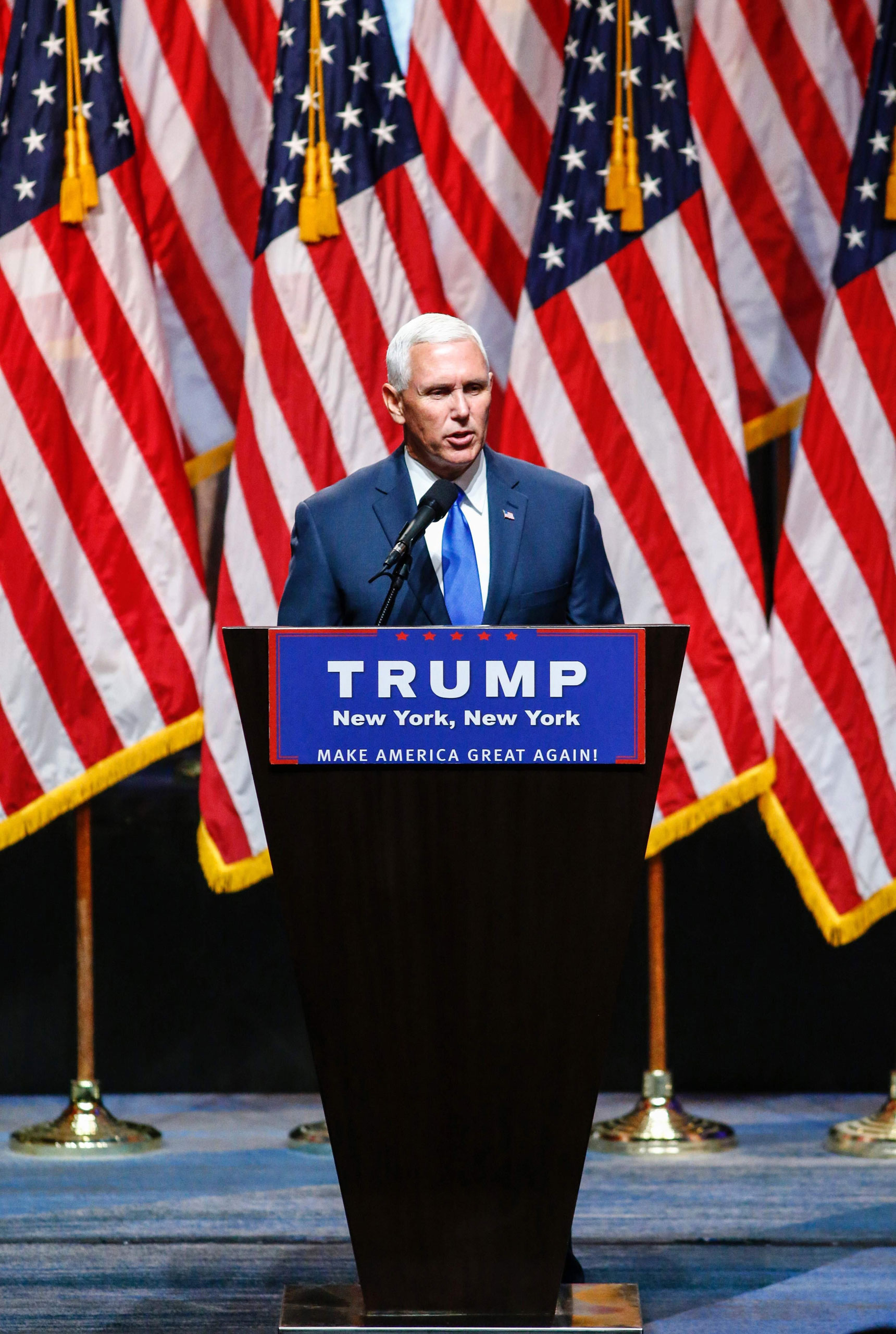 Indiana Governor Mike Pence makes his debut as a member of the Republican ticket on July 16 (KENA BETANCUR—AFP/Getty Images)