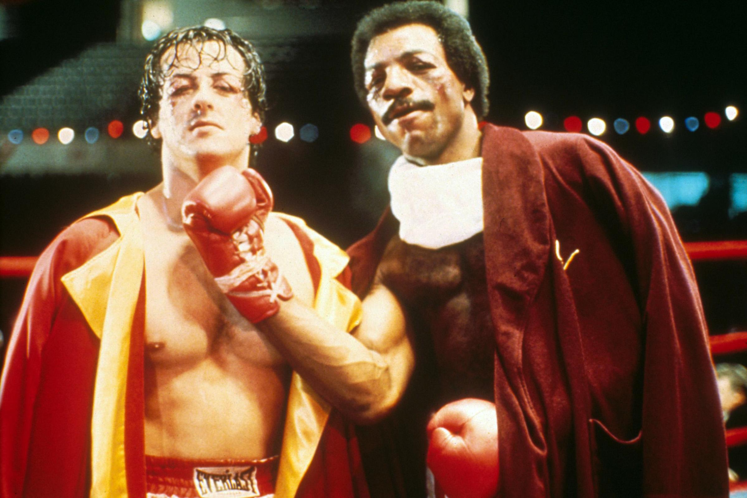 Movie: Rocky, 1976; Play: Rocky the Musical, 2012.