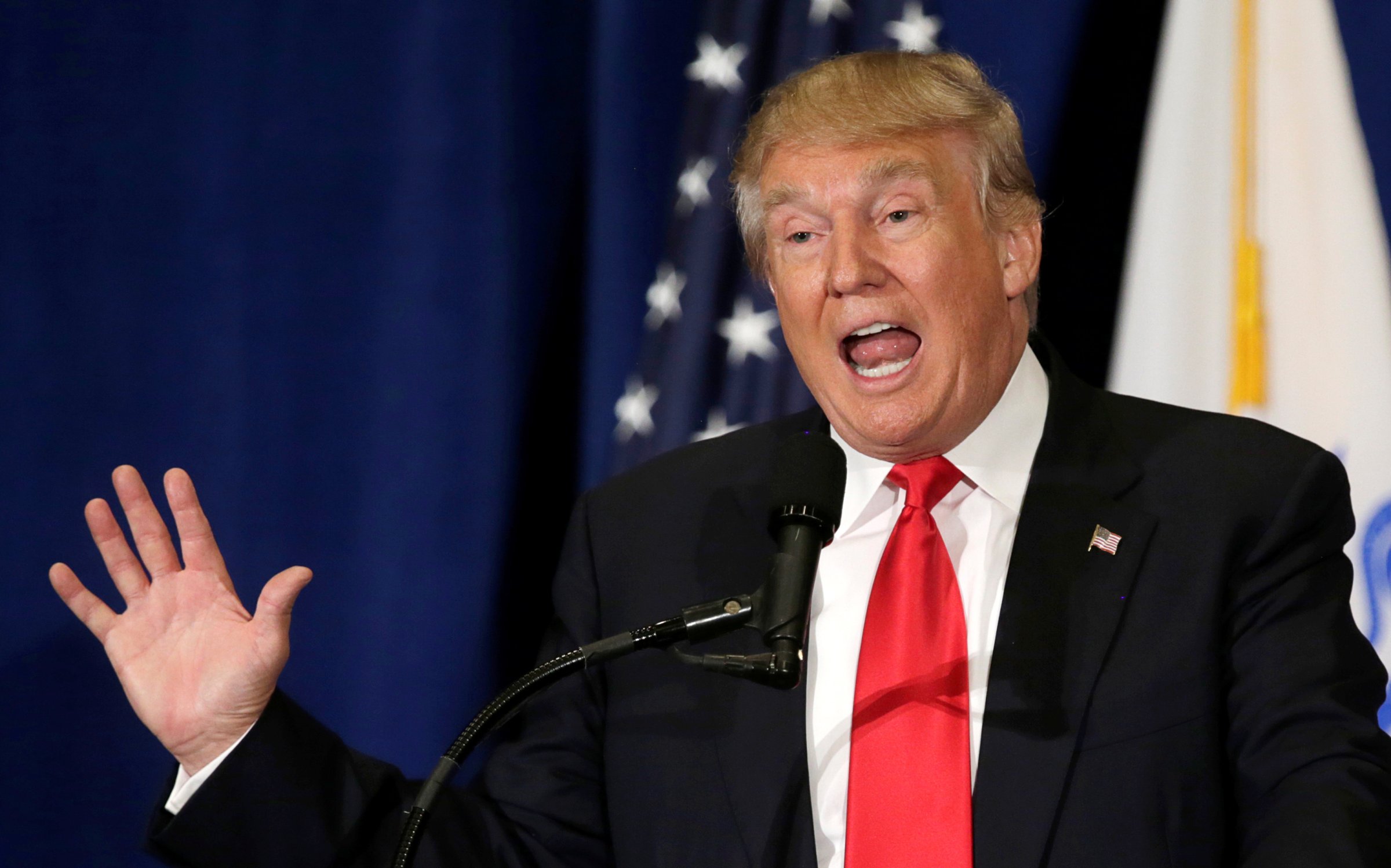 Presumptive Republican presidential nominee Donald Trump delivers speech in Virginia Beach, Virginia
