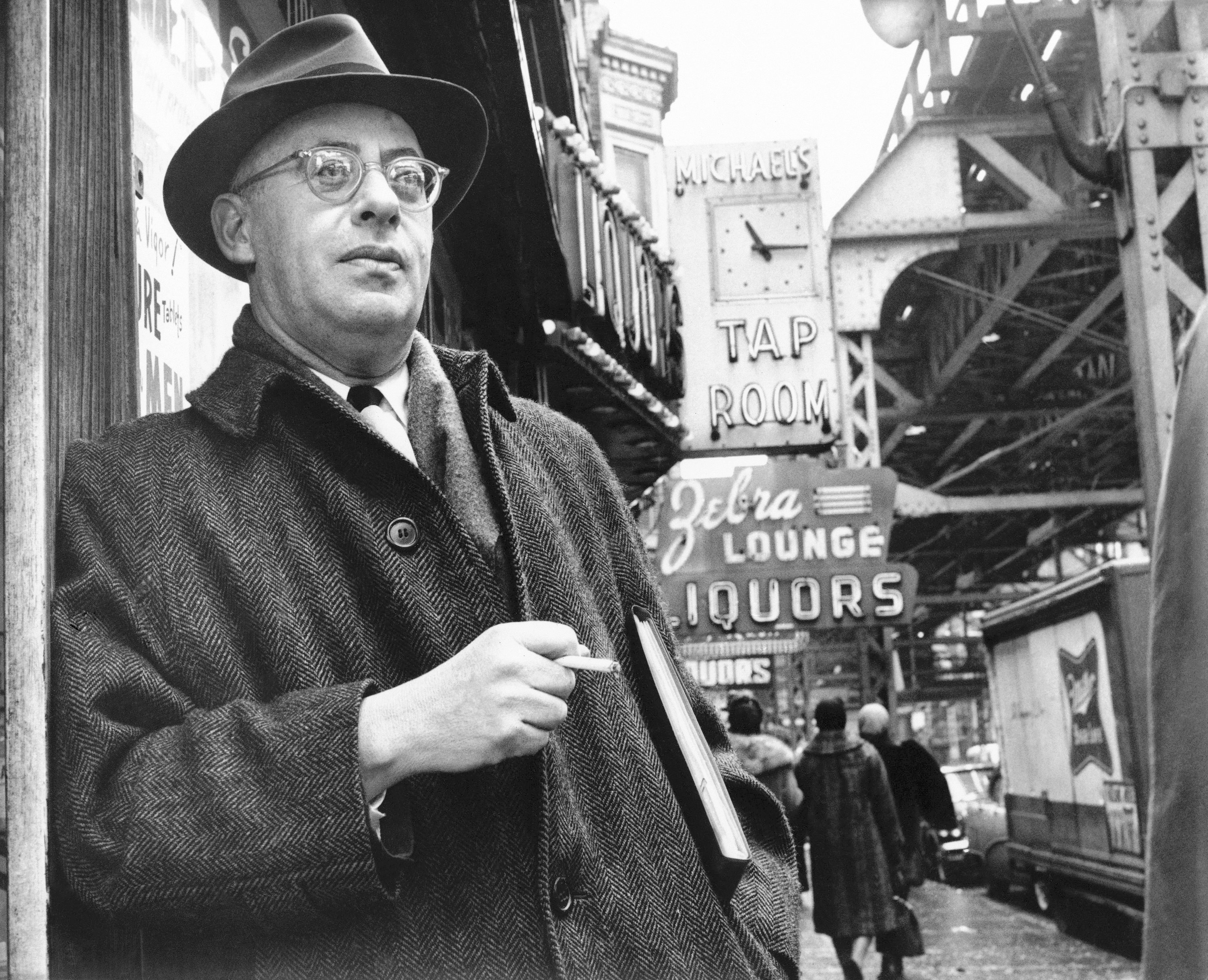 Saul Alinsky, a professional organizer with a strong aversion to welfare programs, is pictured on a street on Chicago?s south side, on Feb. 16, 1966. (AP)
