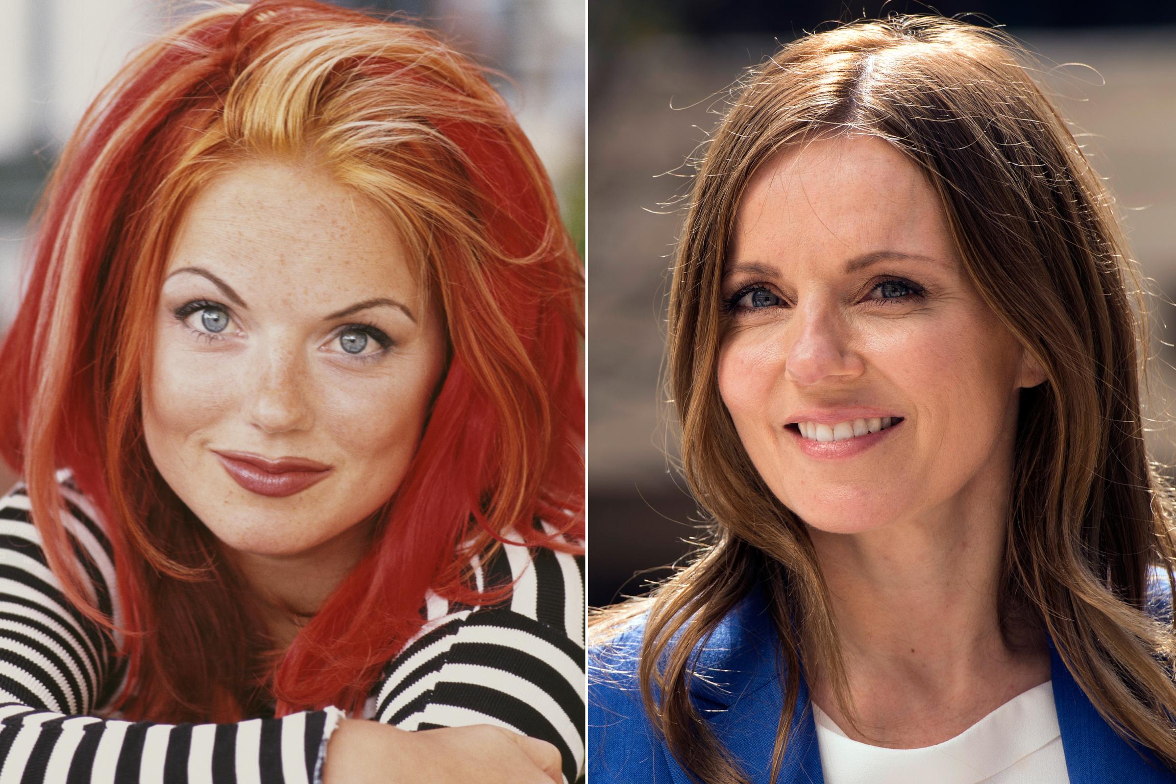 Geri Halliwell, aka Ginger Spice, in 1996 and 2016.