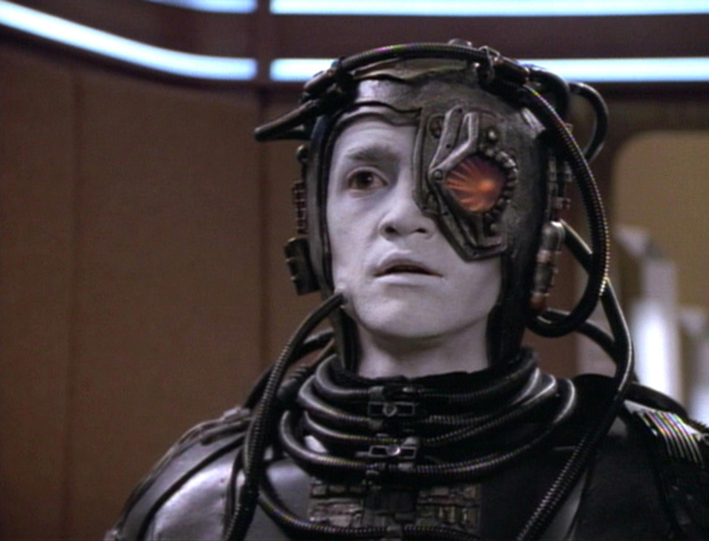 Jonathan Del Arco as Borg, Third of Five, in Star Trek: The Next Generation, May 11, 1992.