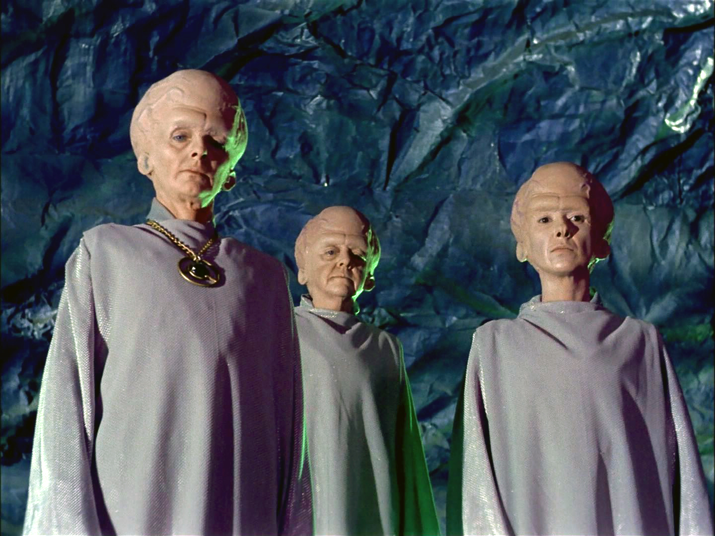 Meg Wyllie as The Keeper, Georgia Schmidt as First Talosian and Serena Sande as Second Talosian in the Star Trek: The Original Series, broadcast until Oct. 4, 1988.