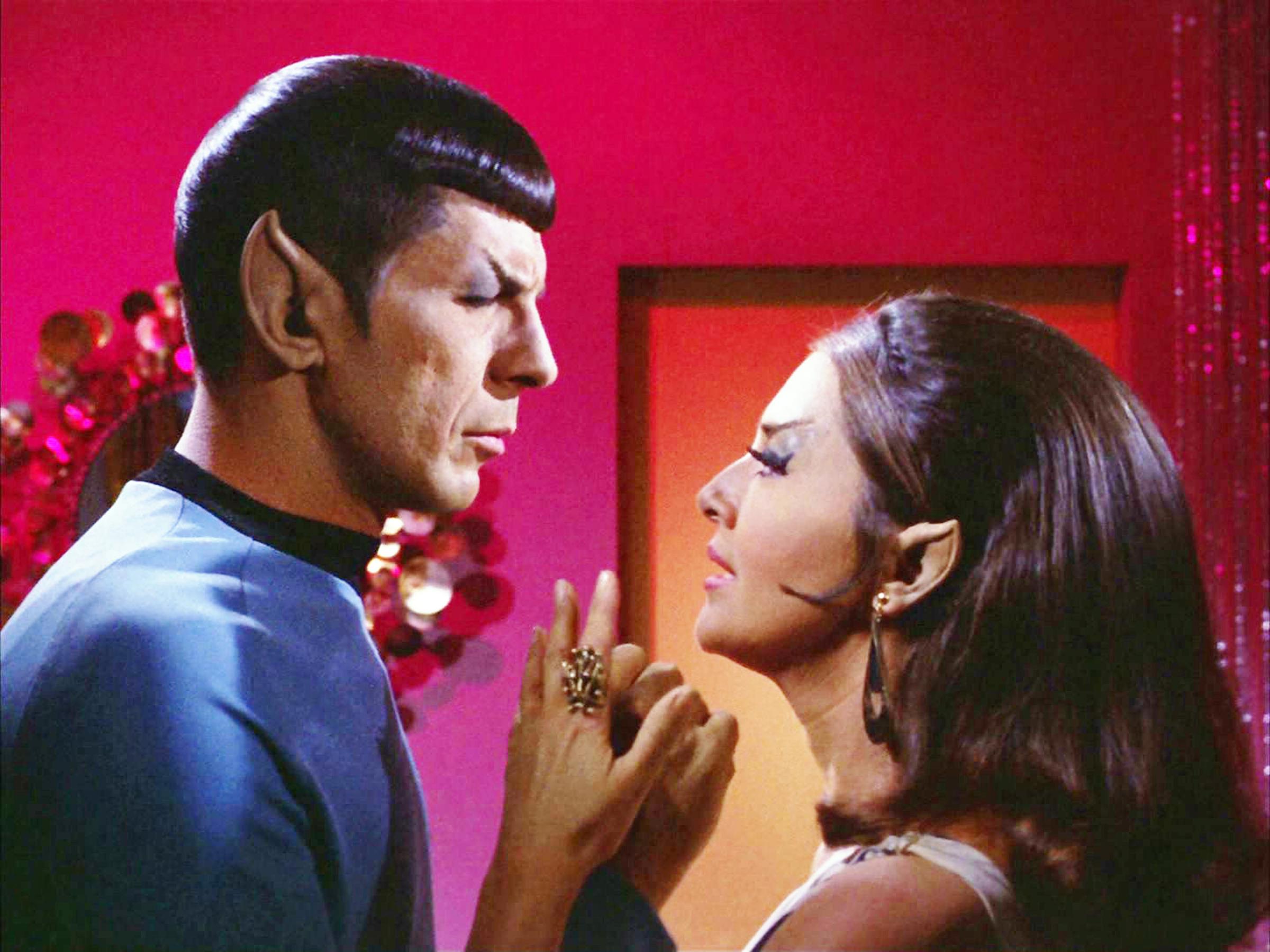 Leonard Nimoy as Mr. Spock and Joanne Linville as Romulan Commander in the Star Trek: The Original Series, Sept. 27, 1968.