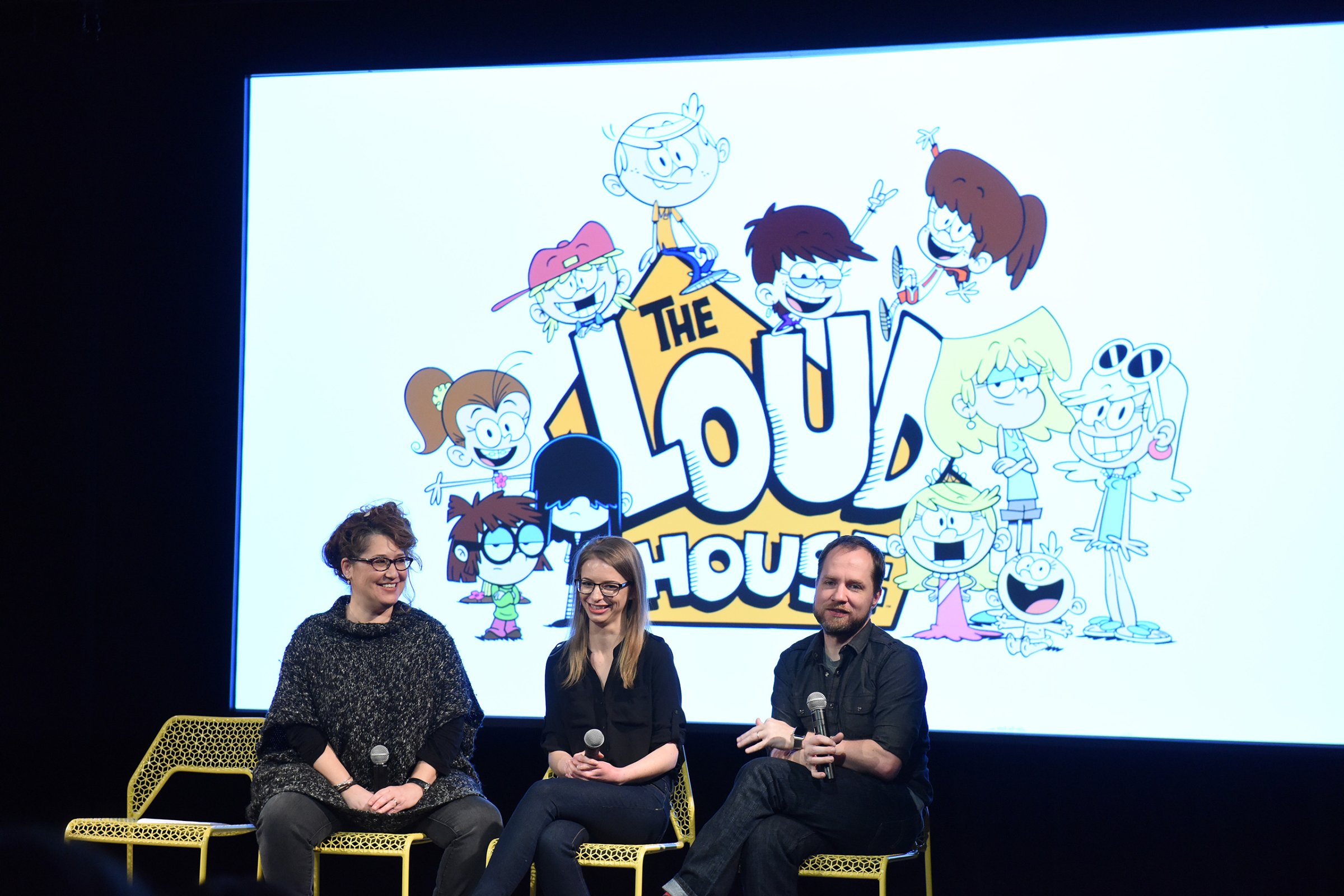 Producer Karen Malach, writer Karla Sakas Shropshire and executive producer Chris Savino speak during "The Loud House" event presented by Nickelodeon during Day Two of aTVfest 2016 presented by SCAD in Atlanta, Georgia, on Feb. 5, 2016.