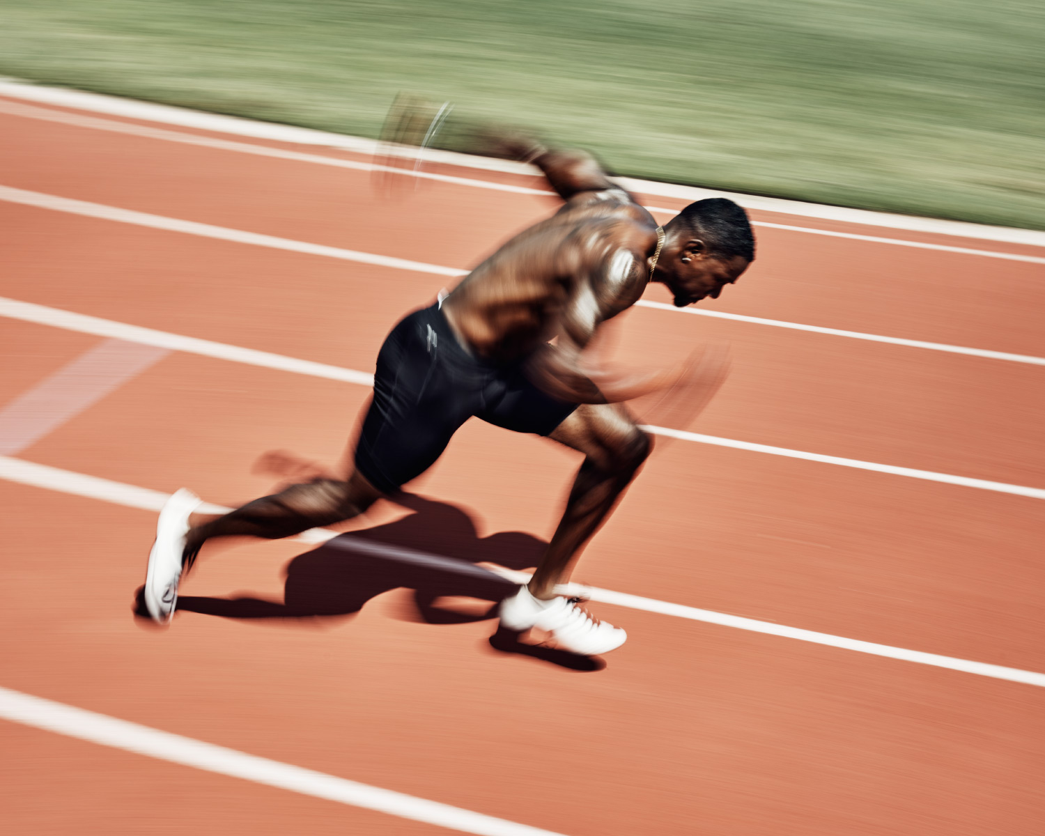 Gold Medalist sprinter Justin Gatlin practices at Montverde Academy in Montverde, FL on Friday, July 22, 2016. Gatlin races Usain Bolt in the 100 meter on August 14.