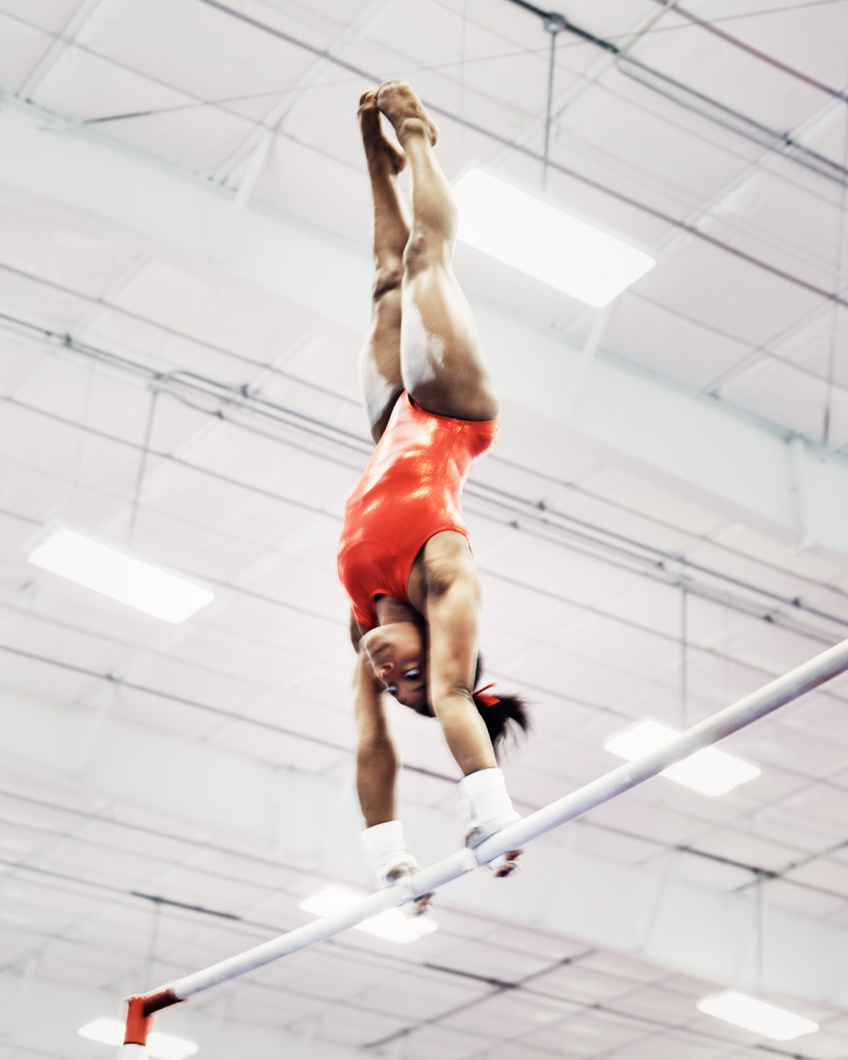 Gold Medal favorite Simone Biles practices gymnastics at her family’s World Champions Centre in Spring, TX on Thurs July 14, 2016. Biles competes in the Women’s team final on August 9, and the Women’s all-around individual final on August 11.