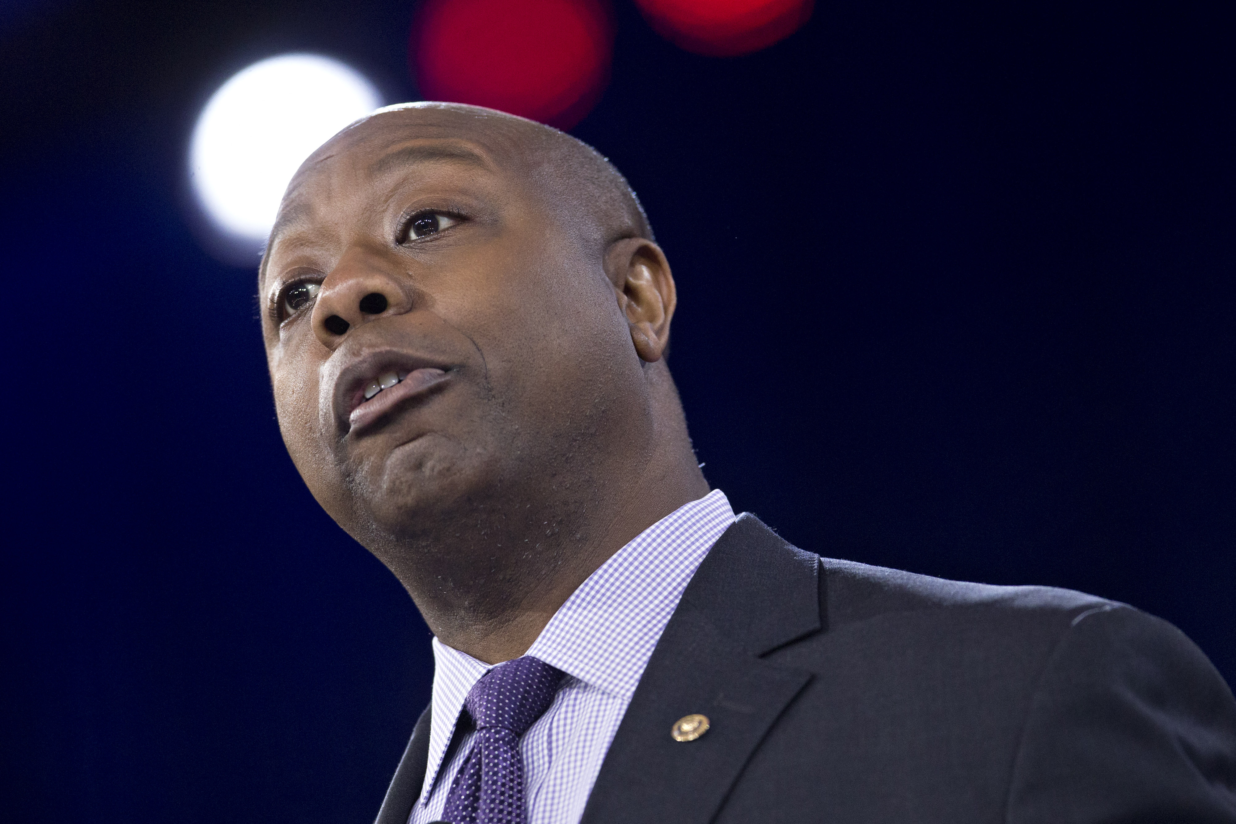 Senator Tim Scott, a Republican from South Carolina, speaks during the Conservative Political Action Conference (CPAC) meeting in National Harbor, Maryland on March 3, 2016. (Andrew Harrer/Bloomberg—Getty Images)