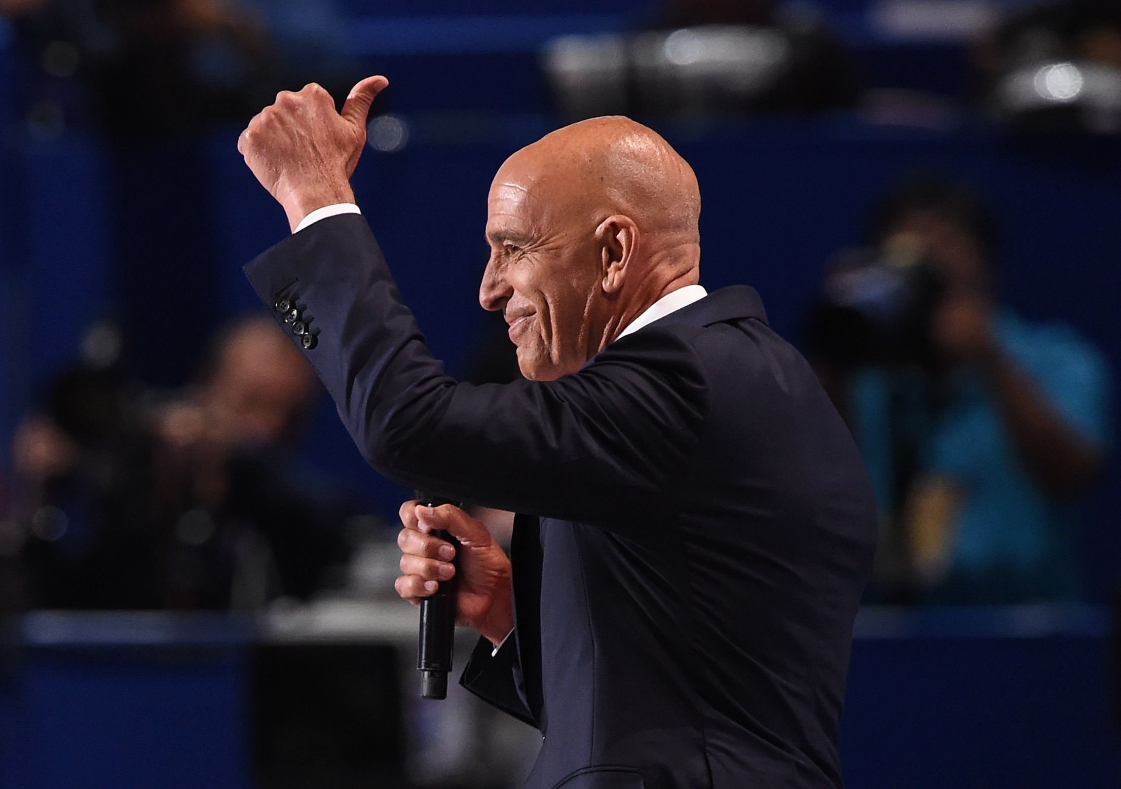 Tom Barrack, CEO of Colony Capital, addresses the final night of the Republican National Convention at Quicken Loans Arena in Cleveland, Ohio on Thursday, July 21, 2016.