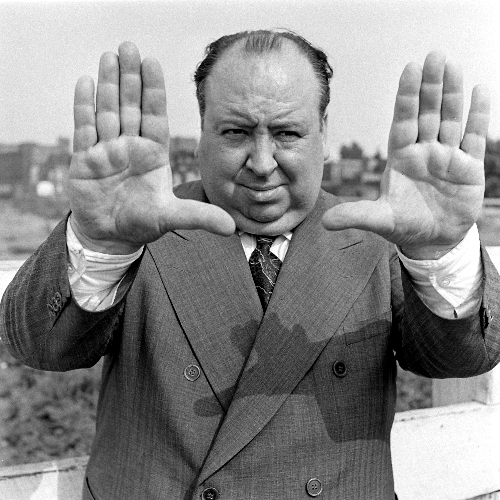 Alfred Hitchcock at work for the film "Shadow of Doubt."