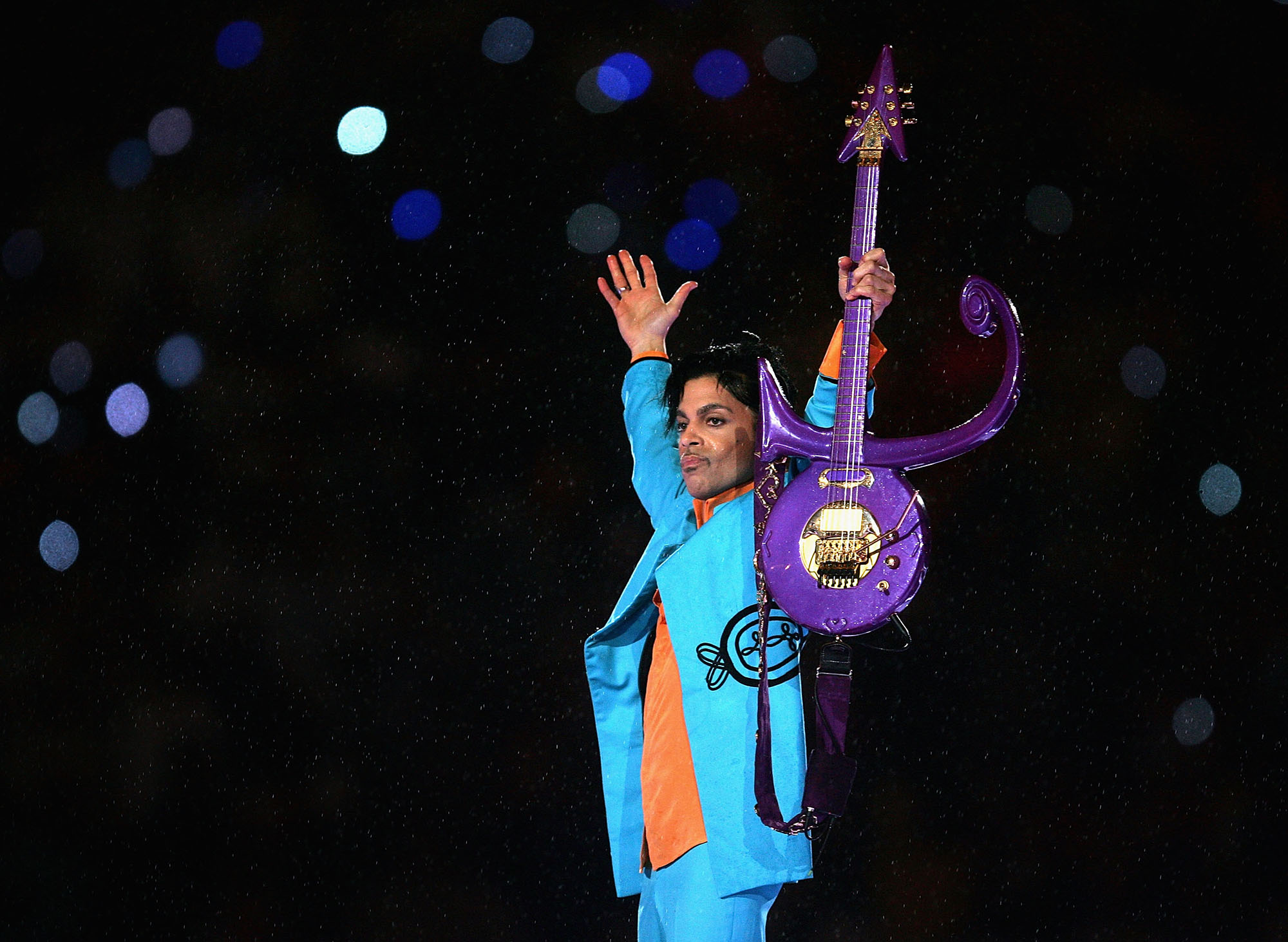 Prince performs during the "Pepsi Halftime Show" at Super Bowl XLI between the Indianapolis Colts and the Chicago Bears on February 4, 2007 at Dolphin Stadium in Miami Gardens, Florida.  (Photo by Jonathan Daniel/Getty Images) (Jonathan Daniel&mdash;Getty Images)