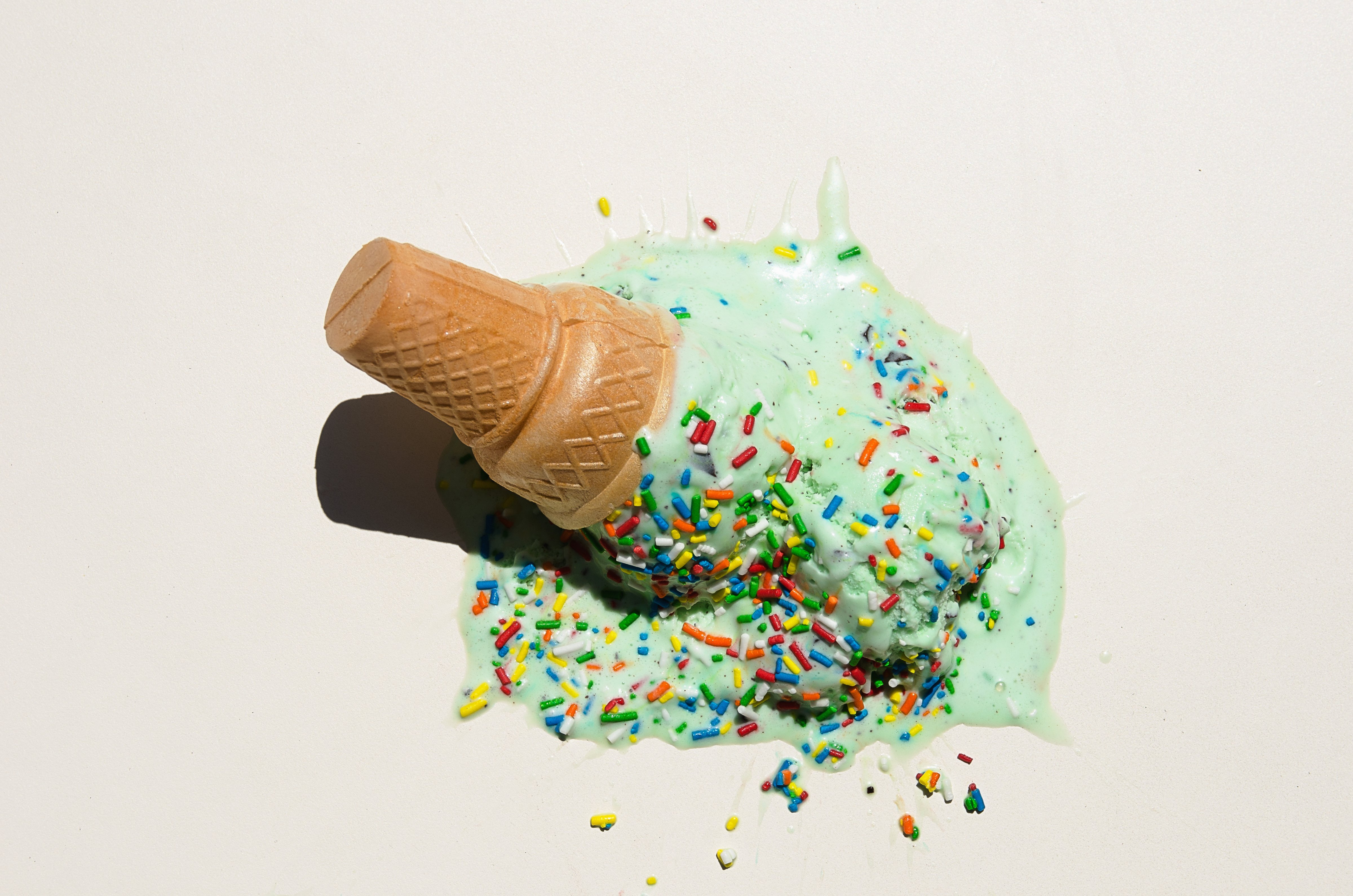 Ice cream cone smashed on white background (Getty Images)