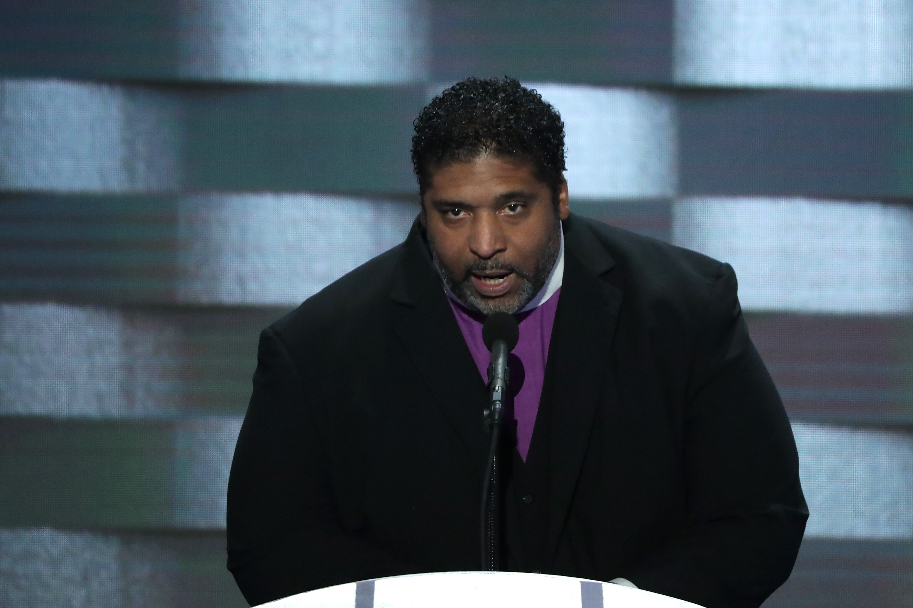 Reverend William Barber delivers remarks on the fourth day of the Democratic National Convention at the Wells Fargo Center in Philadelphia on July 28, 2016.