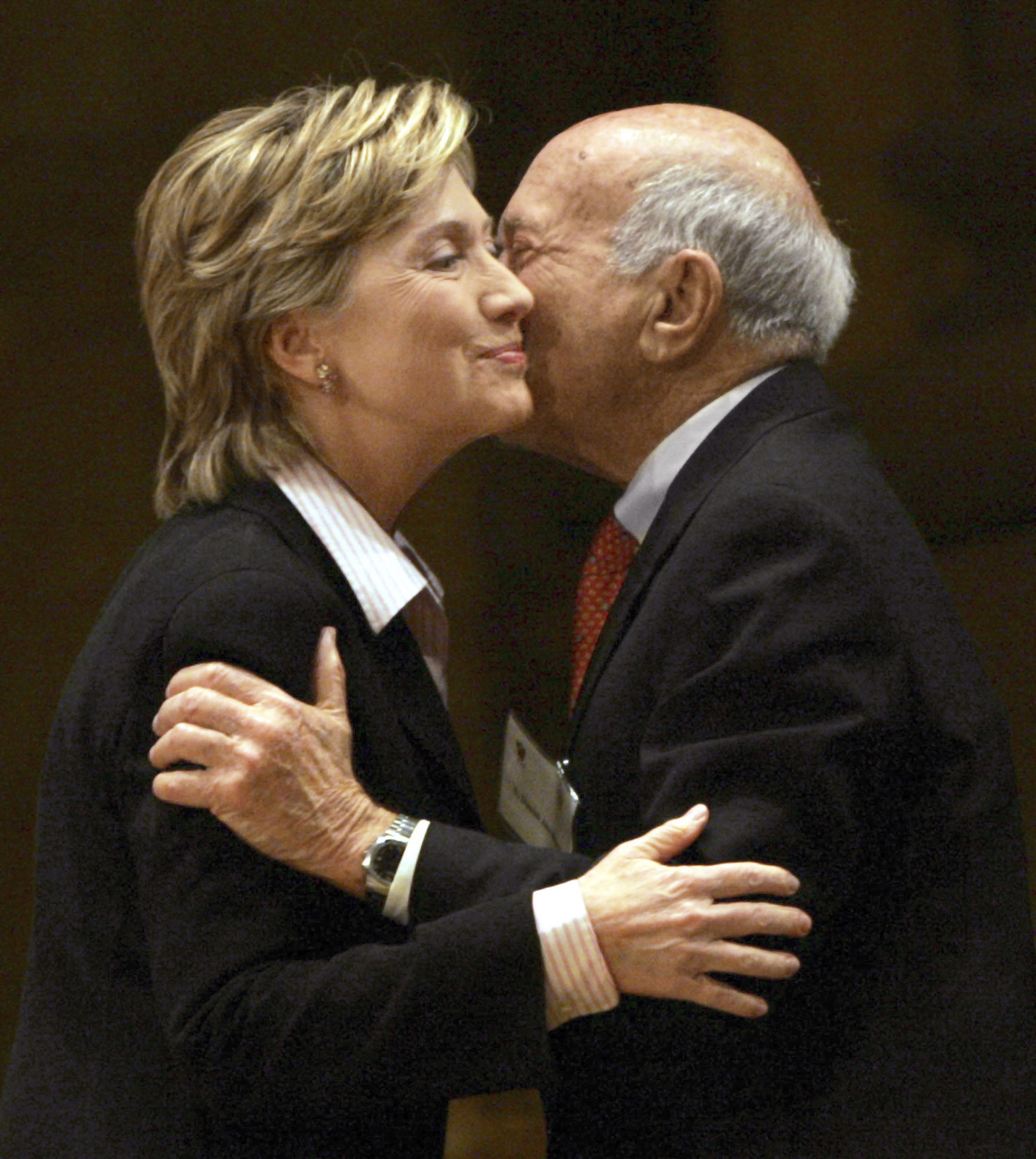 Foundation donor S. Daniel Abraham (above, welcoming then Senator Clinton to a talk at Princeton in 2006) met with her when she was Secretary of State