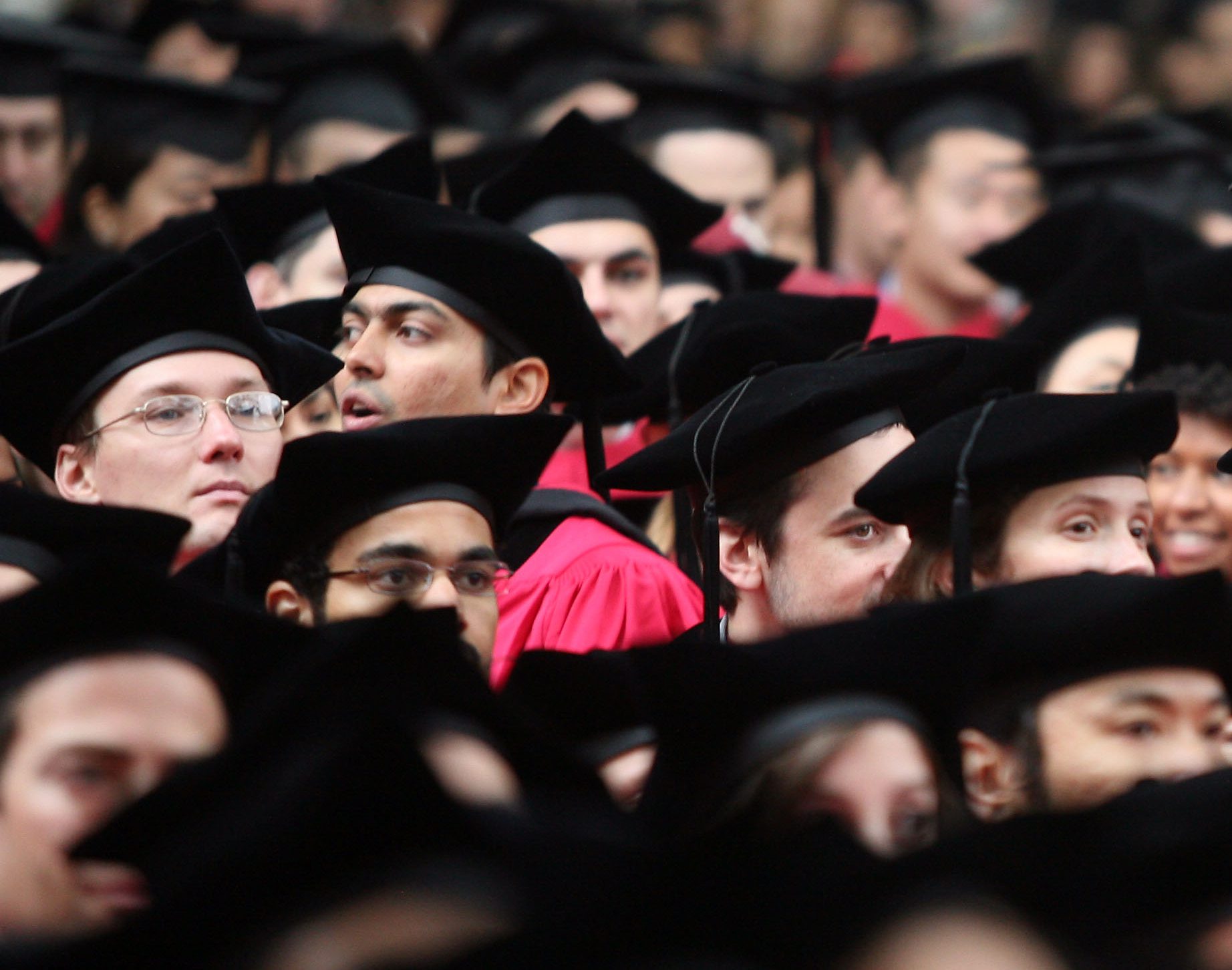Students sitting during Harvard University's commencement ceremonies on June 5, 2008. (Robert Spencer/Getty Images)