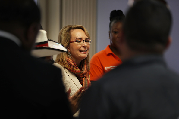 Former Rep. Gabrielle Giffords (D-AZ) speaks during a press conference where she joined with  anti-gun violence activists and victims' families to discuss the impact of gun violence on August 12, 2016 in Miami, Florida. (Joe Raedle—Getty Images)