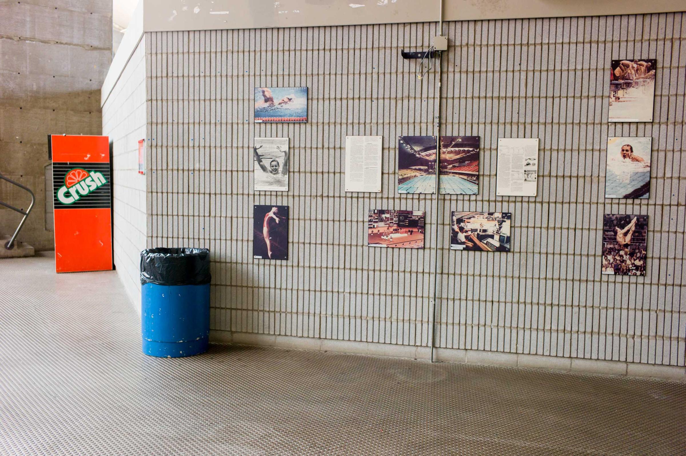Pictures hang on the wall of the aquatics center in Montreal, host of the 1976 Summer Olympics, photographed in November 2008.