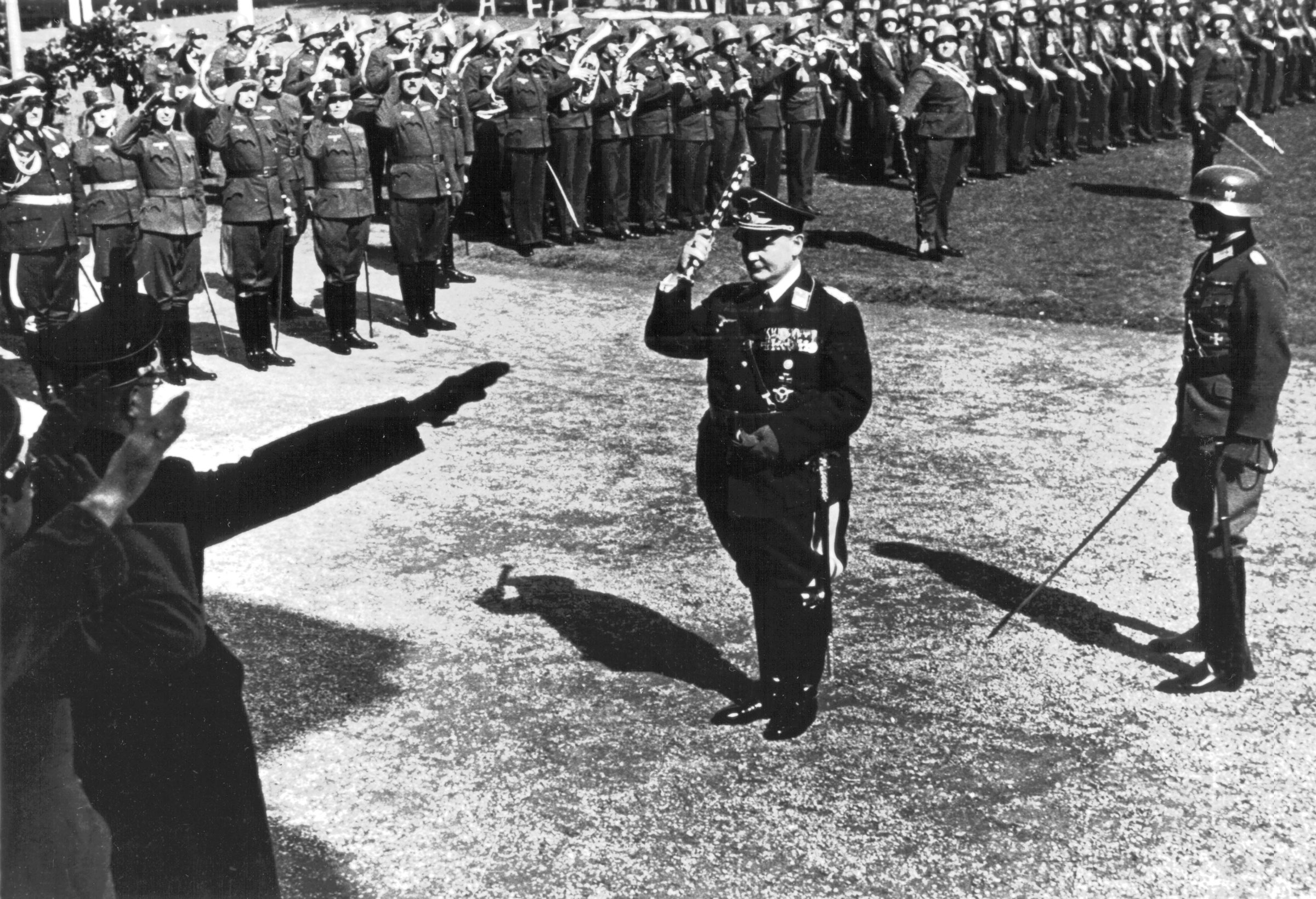Hermann Goering, Commander-in-chief of the Luftwaffe, inspecting Austrian troops