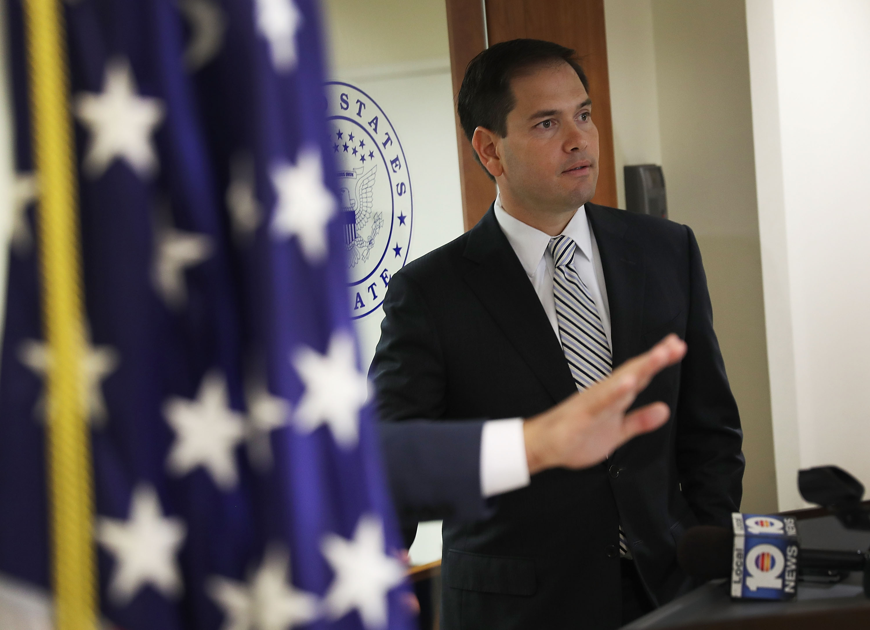 Sen. Marco Rubio (R-FL) speaks to the media to urge the United States Congress to pass funding to combat the mosquito-borne Zika virus on June 3, 2016 in Doral, Florida. Joe Raedle&mdash;Getty Images (Joe Raedle&mdash;Getty Images)