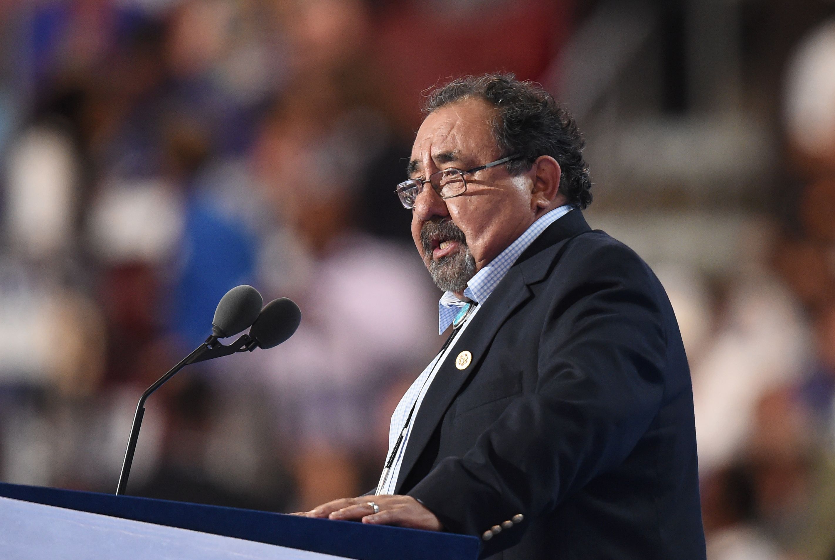 US House representative (AZ) Raul Grijalva speaks during Day 1 of the Democratic National Convention at the Wells Fargo Center in Philadelphia on July 25, 2016. (Robyn Beck—AFP/Getty Images)