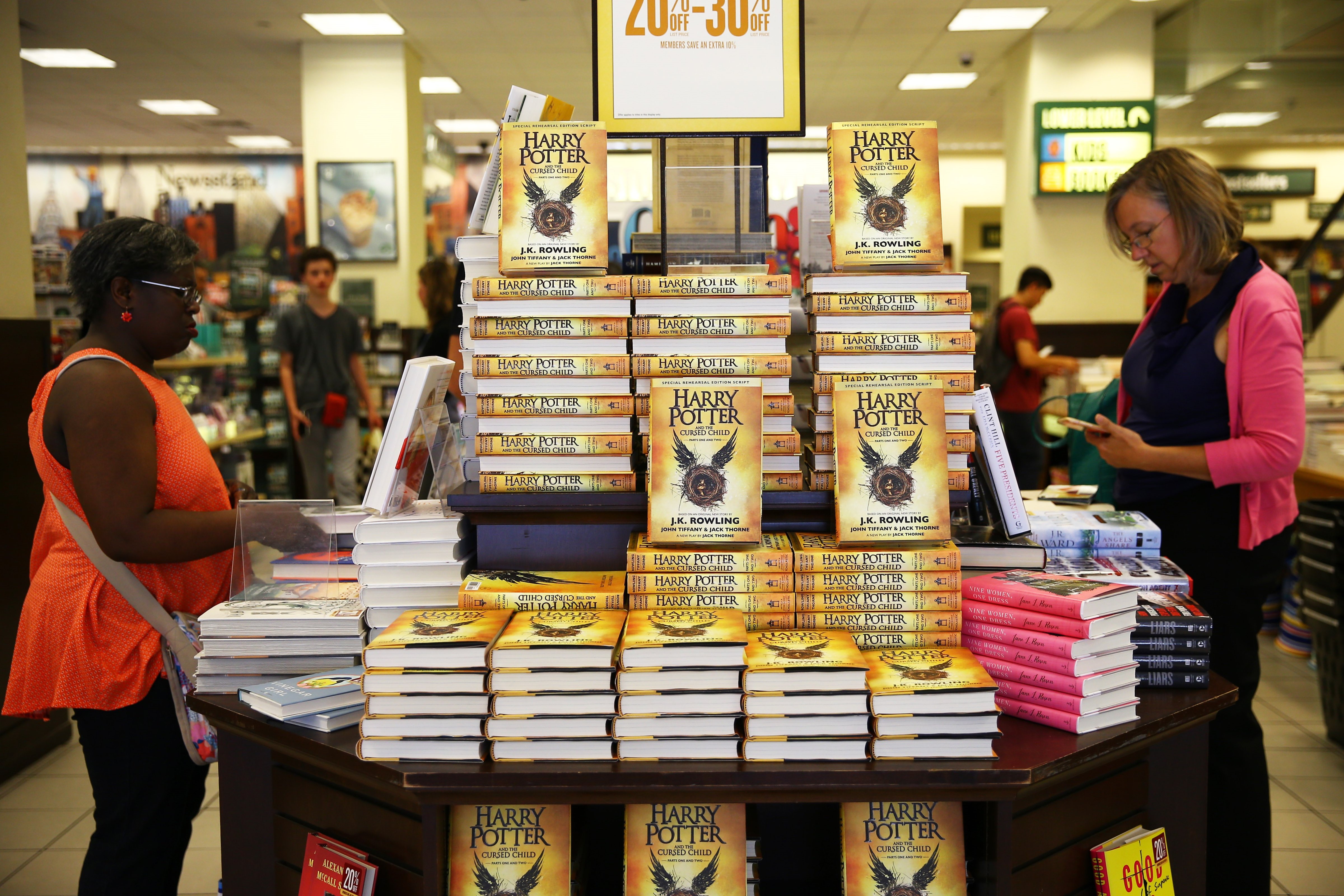 Copies of British author J.K. Rowling's latest book, Harry Potter and the Cursed Child, on display at a bookstore in New York, United States on August 3, 2016. (Volkan Furuncu&mdash;Anadolu Agency/Getty Images)