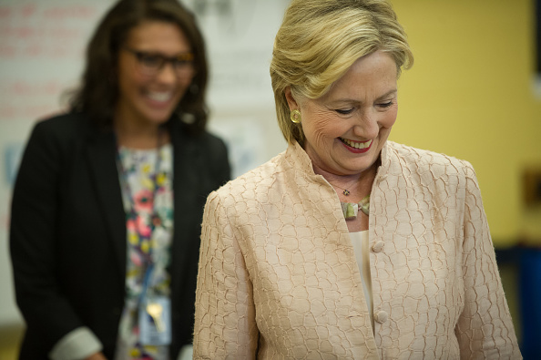 Democratic presidential candidate Hillary Clinton tours John Marshall High School August 17, 2016 in Cleveland, Ohio.