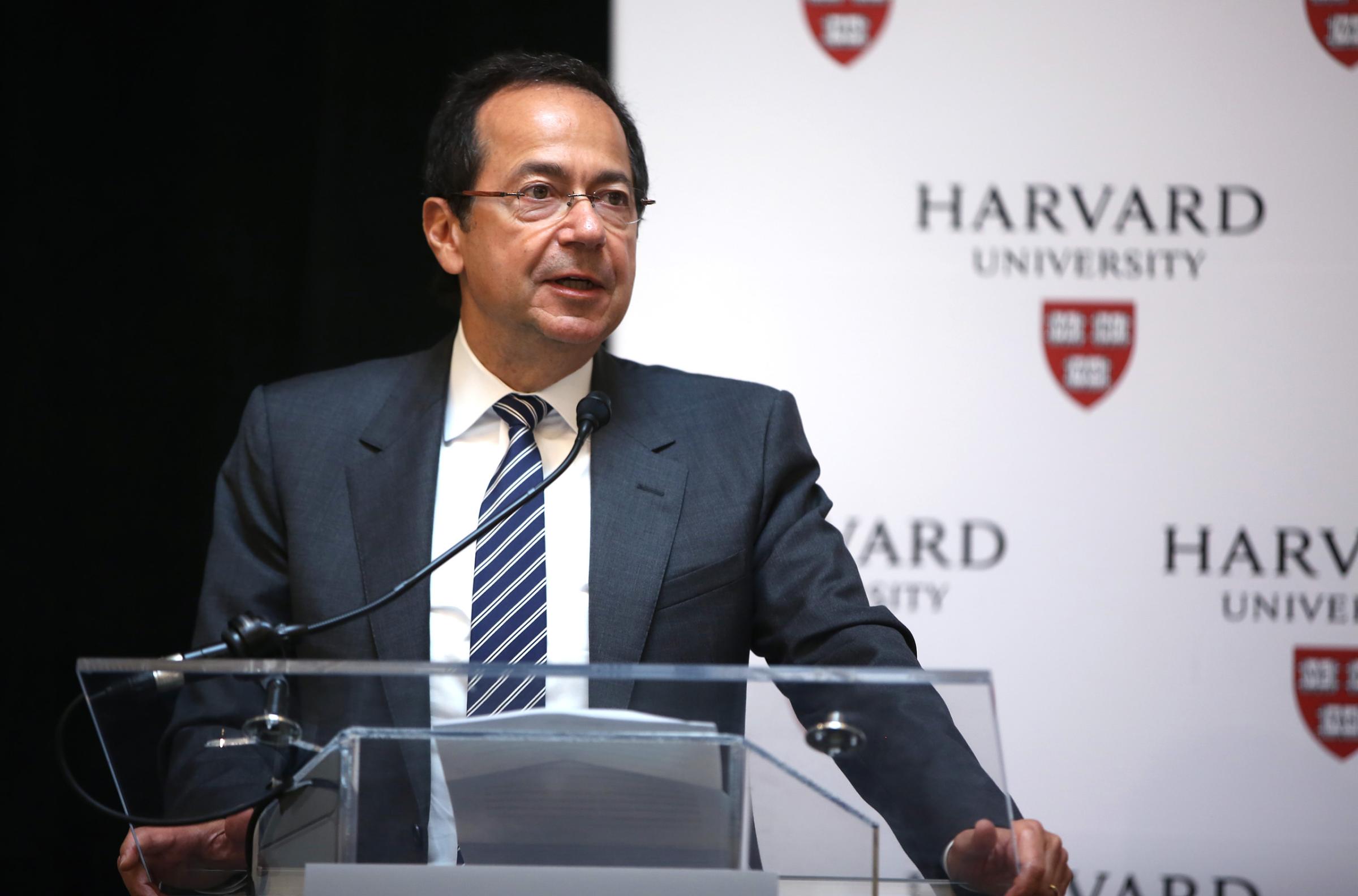 John A. Paulson makes comments during a noontime press conference at Harvard University to announce his gift of $400 million in Cambridge, Ma. on June 3, 2015.