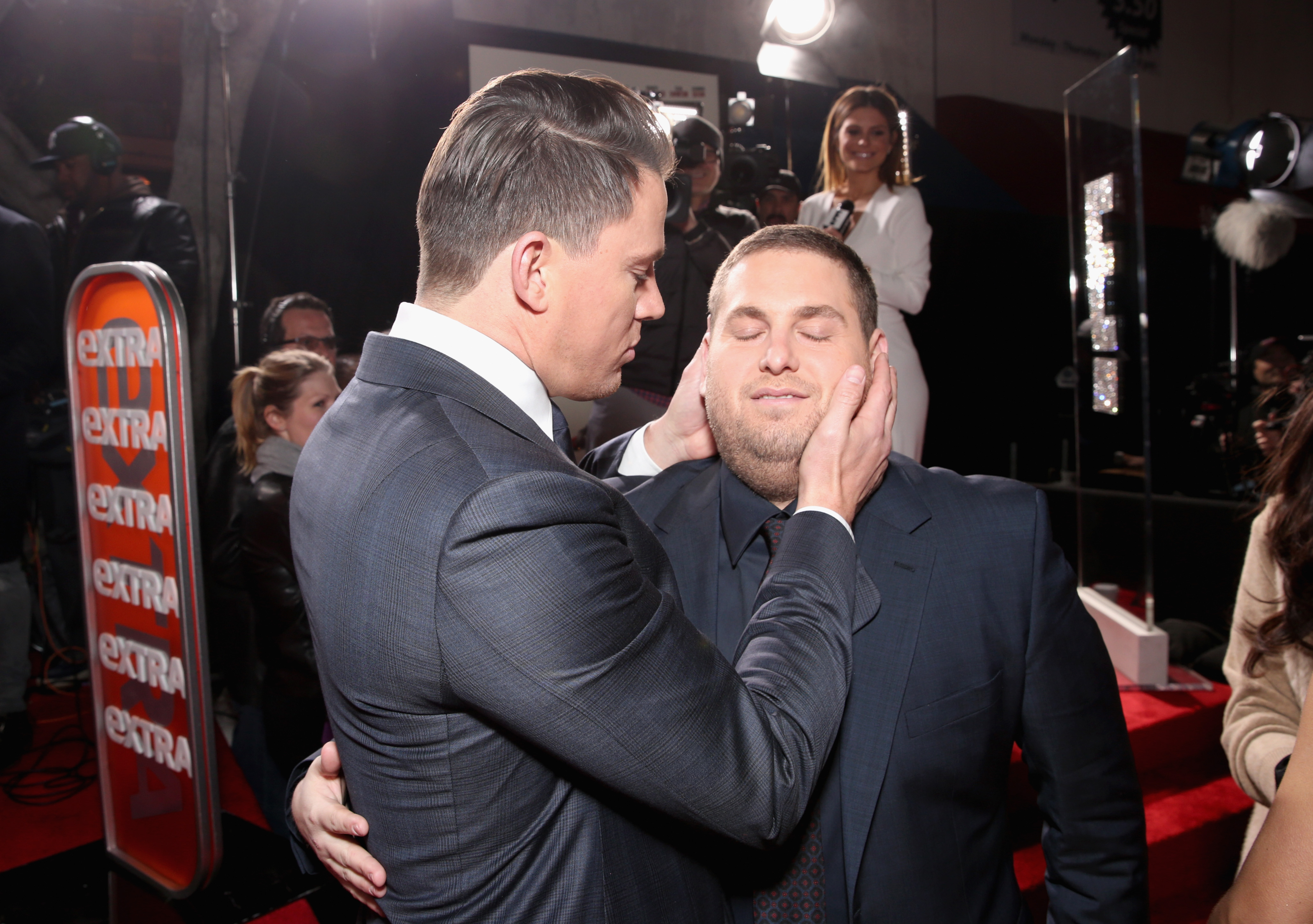 Even a caress from Channing Tatum doesn't get him to smile.
