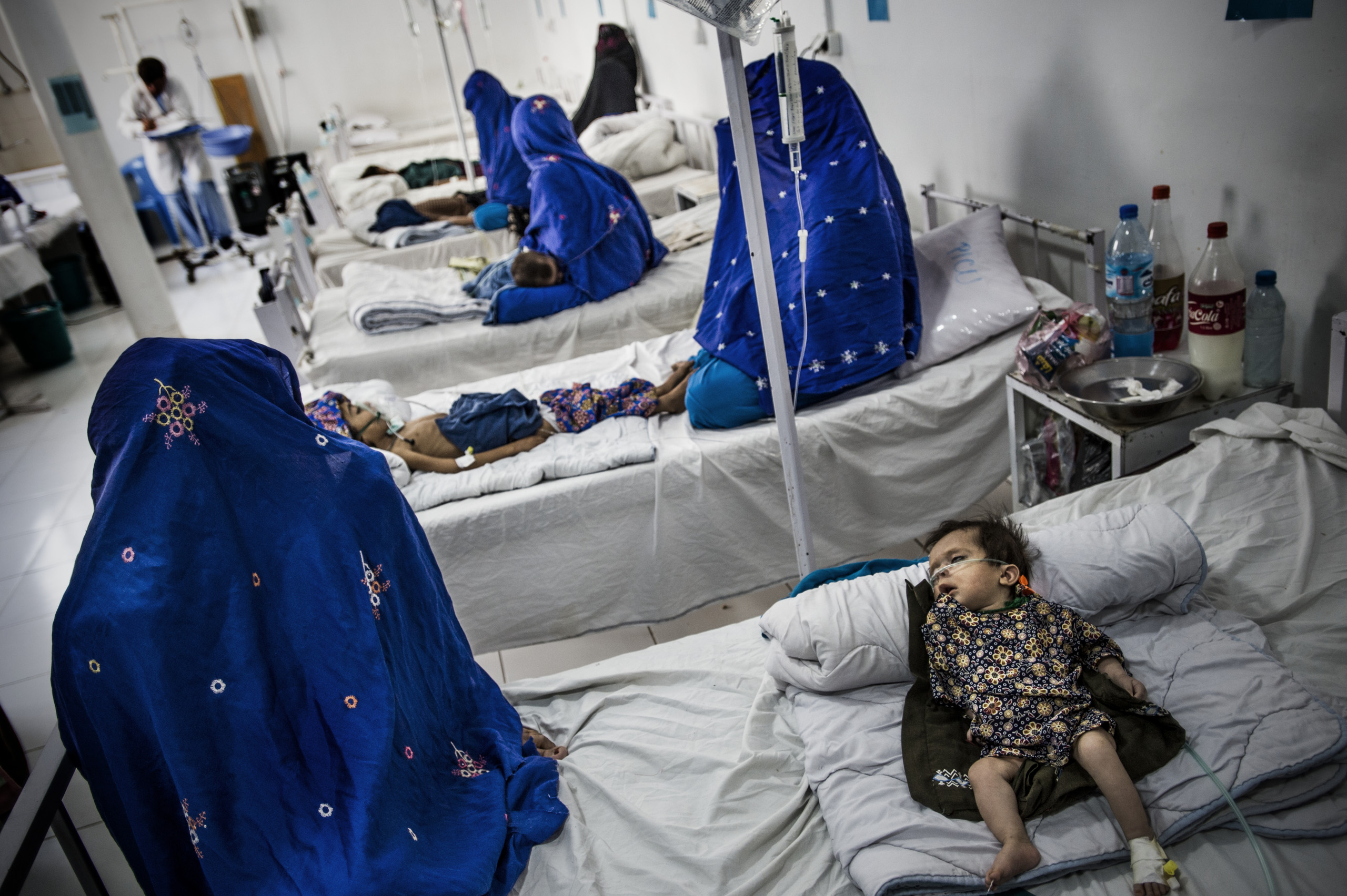 The pediatric intensive care unit in Boost hospital which is run by Doctors Without Borders, Lashkar Gah, Helmand, Afghanistan, June 2016.