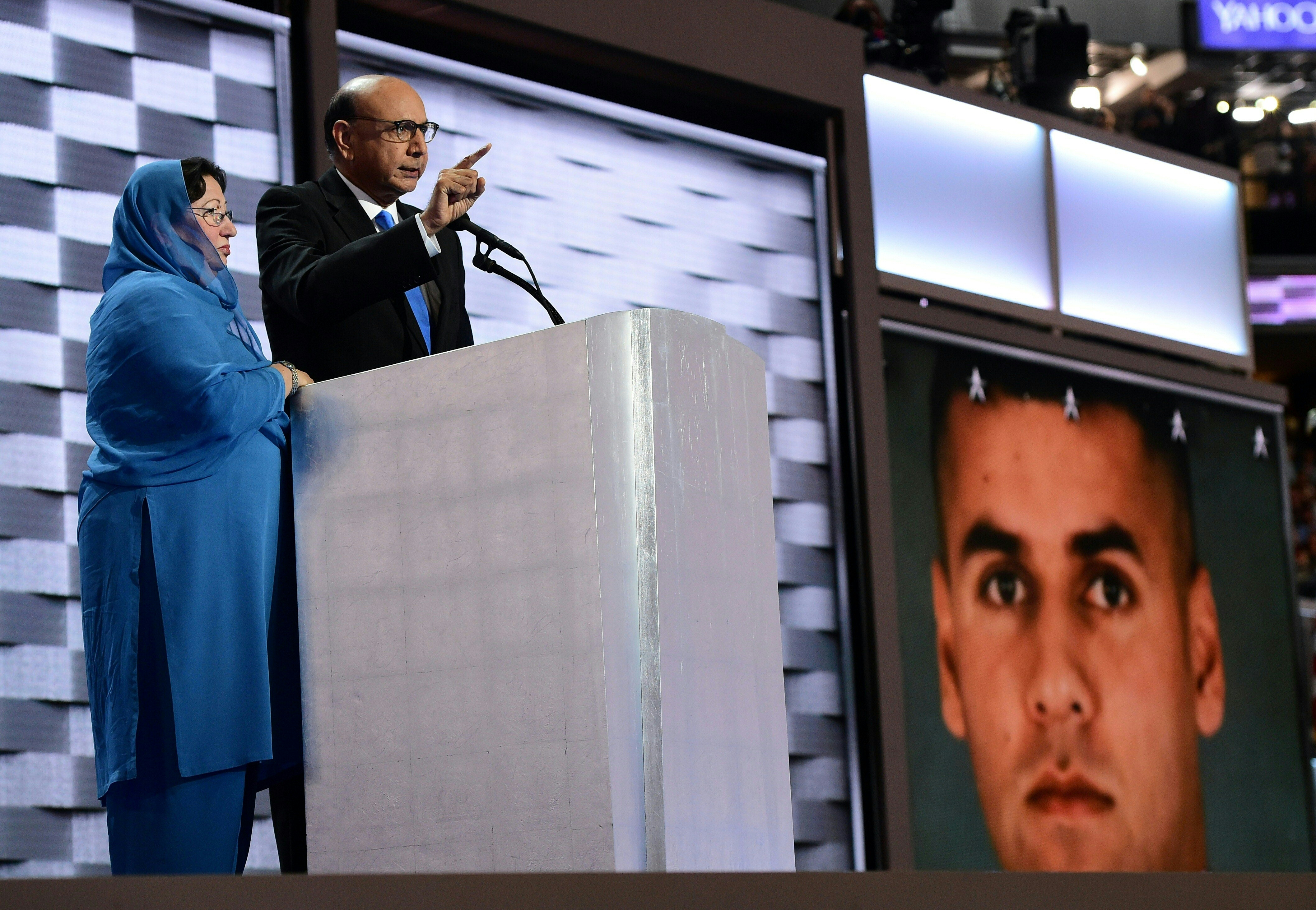 Khizr Khan speaks during the final day of the 2016 Democratic National Convention on July 28, 2016, in Philadelphia, PA. (Robyn Beck&mdash;AFP/Getty Images)