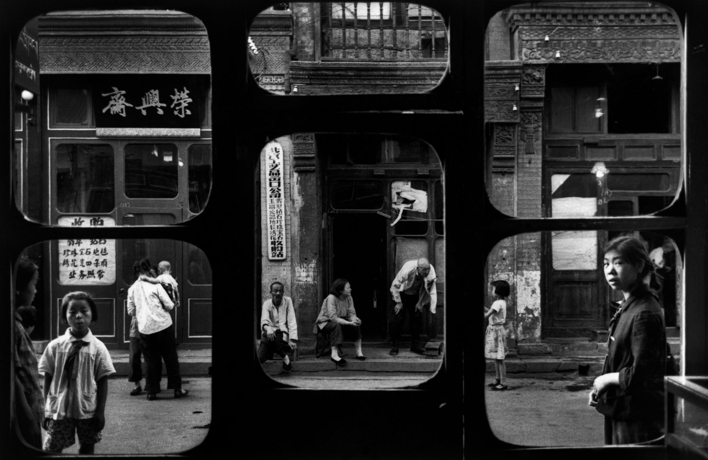 A street as seen from inside an antique dealer's shop in Beijing, 1965.