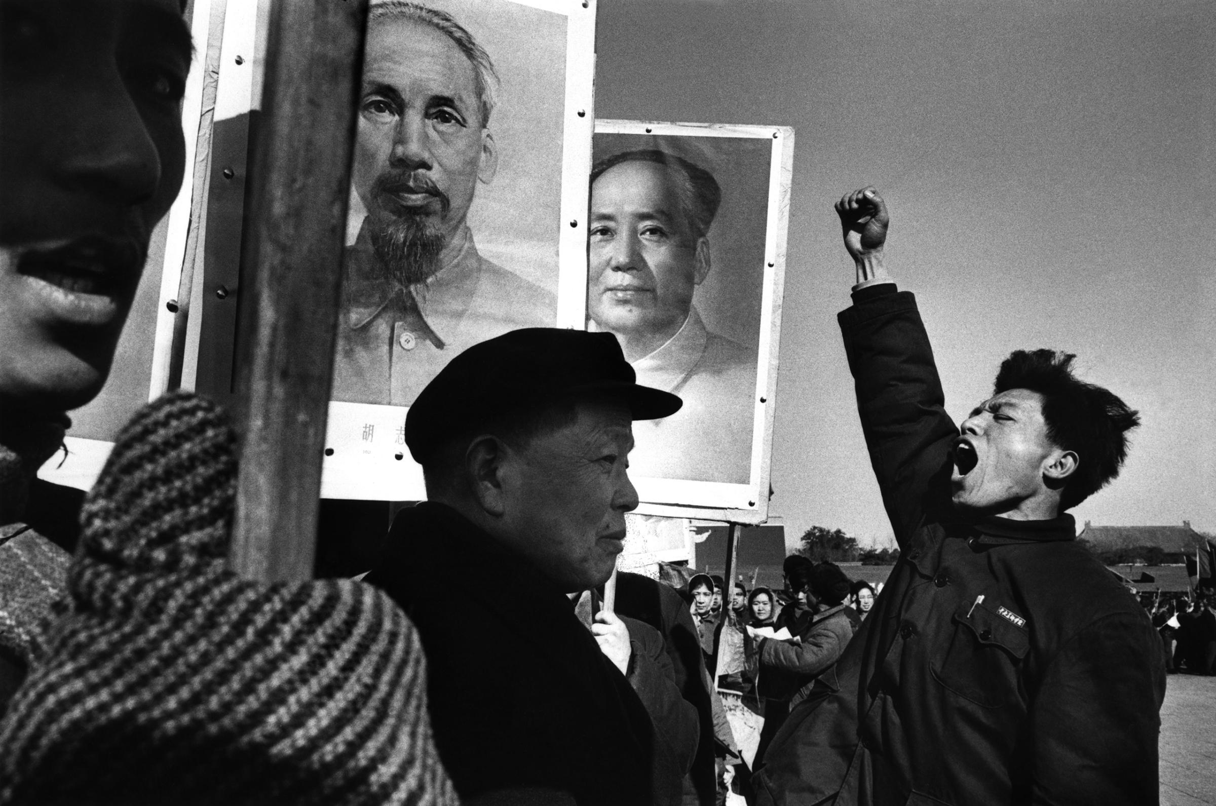 A demonstration in China to protest against the U.S. military intervention in North Vietnam, 1965.