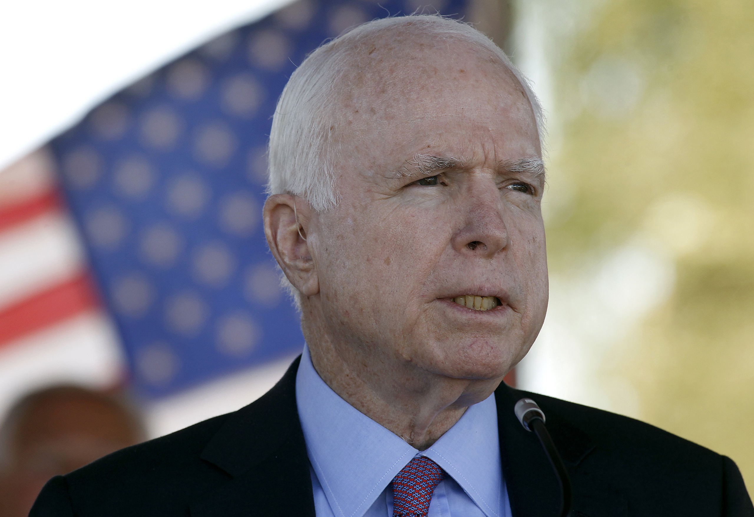 John McCain, R-Ariz, speaks during a Phoenix Memorial Day Ceremony at the National Memorial Cemetery of Arizona in Phoenix, May 30, 2016. (Ralph Freso—AP)