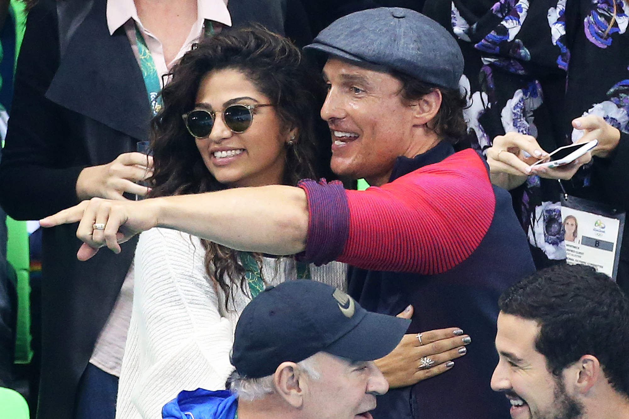 Matthew McConaughey and Camila Alves attend the swimming finals on day 5 of the Rio 2016 Olympic Games, on Aug. 10, 2016 in Rio de Janeiro, Brazil.