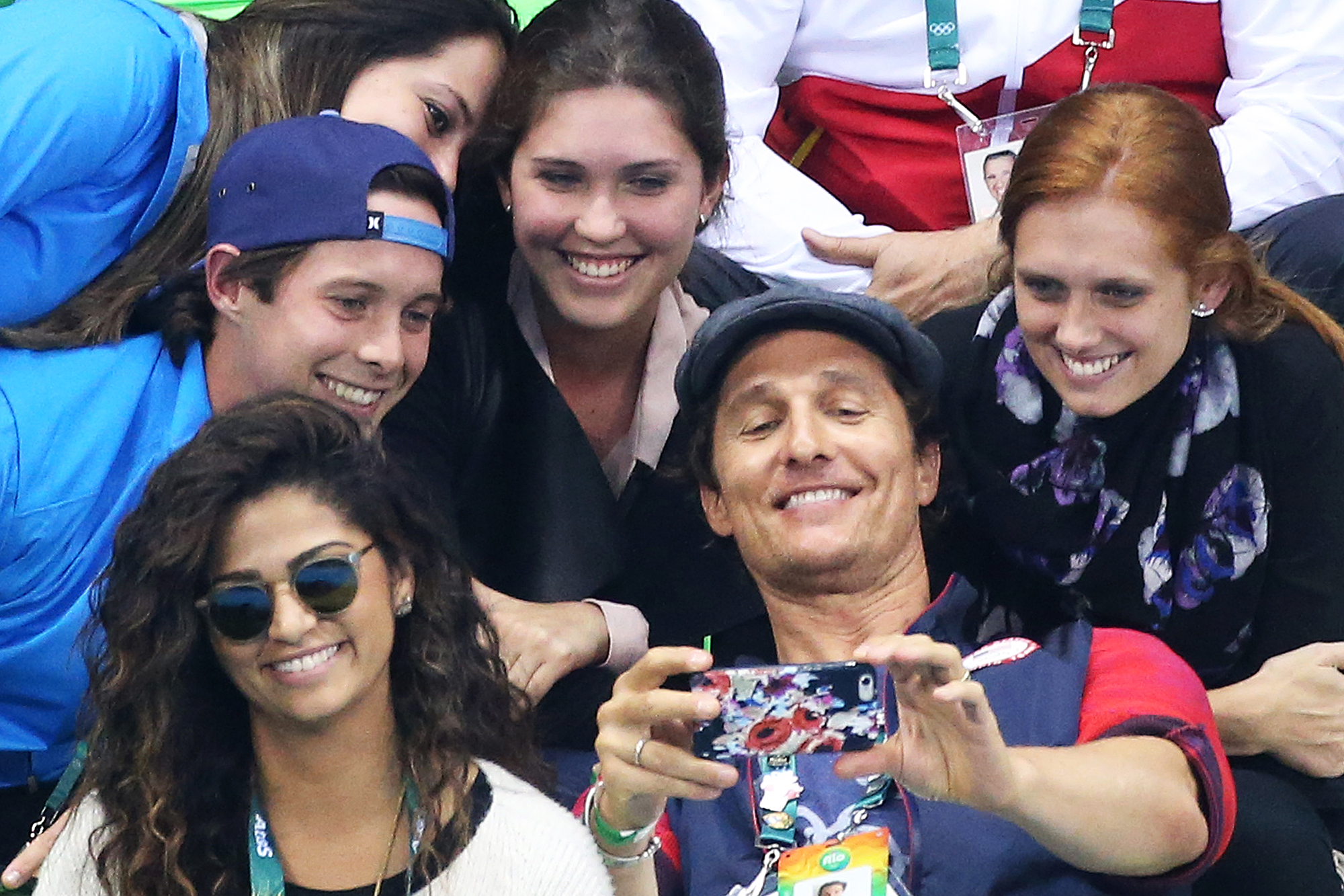Matthew McConaughey and Camila Alves attend the swimming finals on day 5 of the Rio 2016 Olympic Games, on Aug. 10, 2016 in Rio de Janeiro, Brazil.