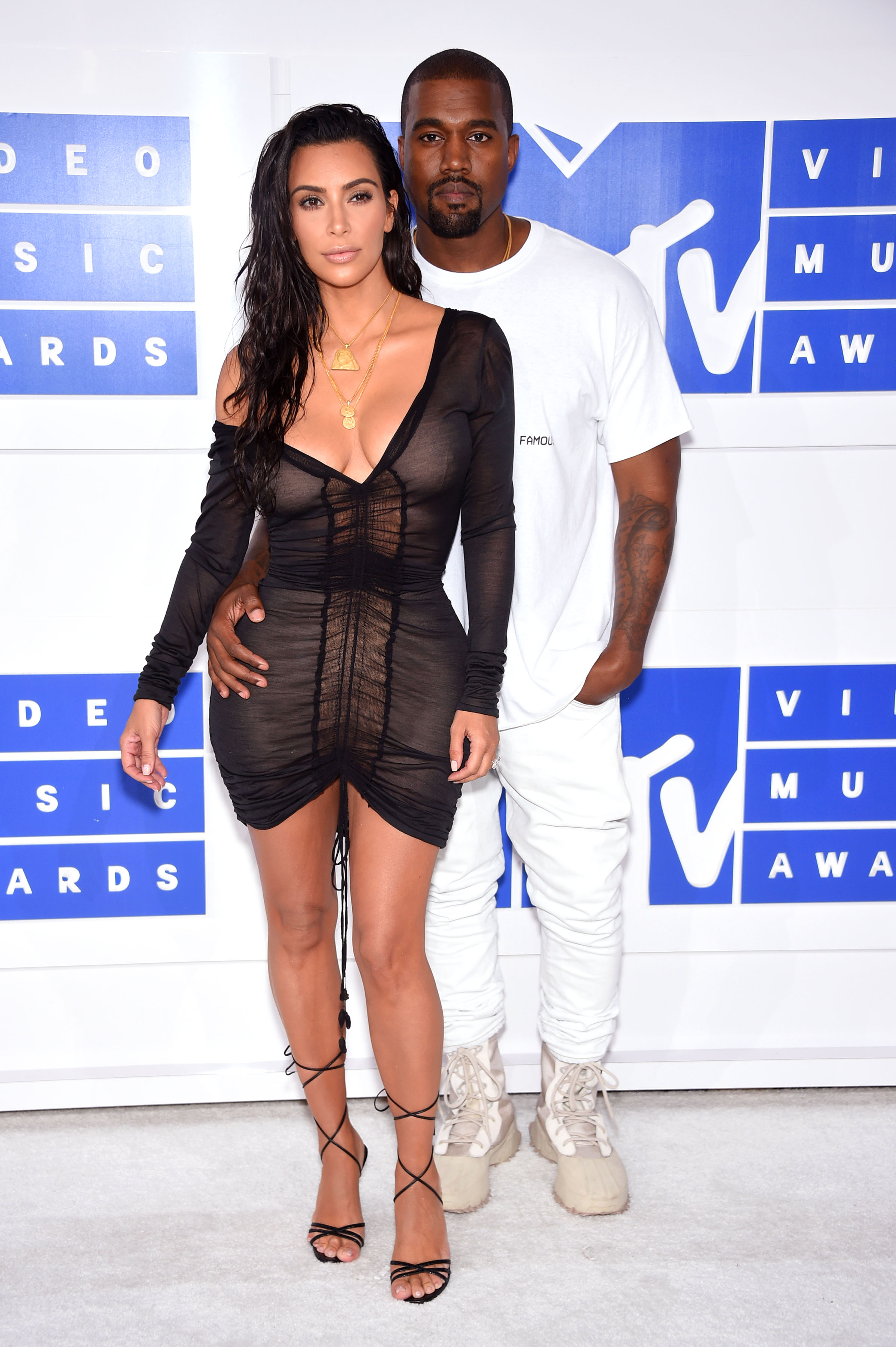 Kim Kardashian and Kanye West attend the 2016 MTV Video Music Awards at Madison Square Garden on Aug. 28, 2016 in New York City.