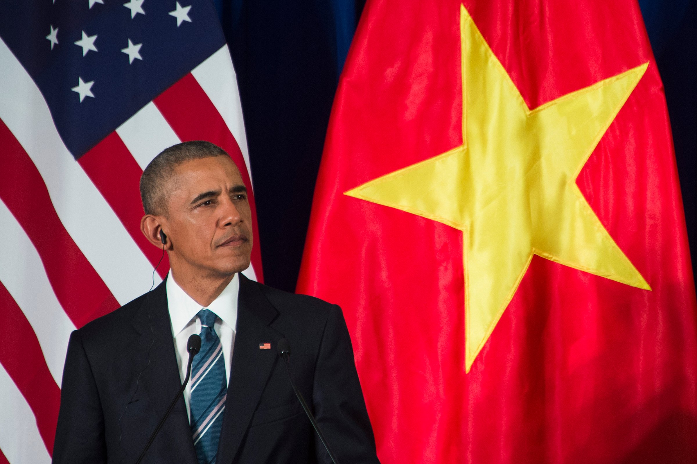 Barack Obama speaks during a joint press conference in Hanoi on May 23, 2016.