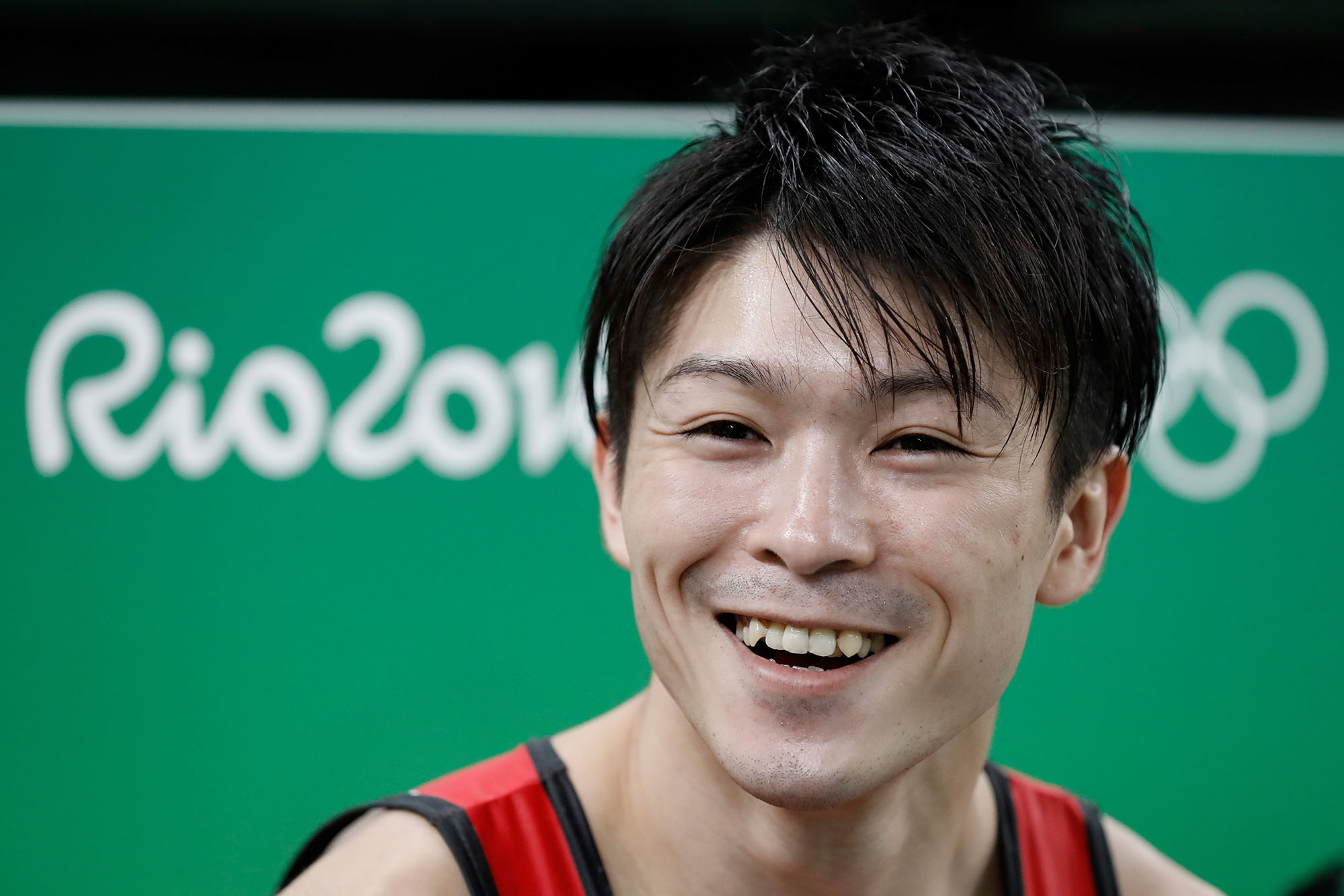 Japan's Kohei Uchimura smiles during a practice session of the men's Artistic gymnastics at the Olympic Arena on August 3, 2016 ahead of the Rio 2016 Olympic Games in Rio de Janeiro. / AFP / Thomas COEX        (Photo credit should read THOMAS COEX/AFP/Getty Images) (THOMAS COEX&mdash;AFP/Getty Images)